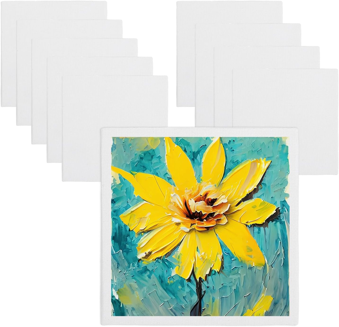 MECCANIXITY Canvas Boards for Painting, 6x6 Cotton Blank Primed Art Canvas Panels Acid-Free for Painting Supplies Oil Acrylic Tempera Watercolor Pouring Paint Artists(White, Pack of 10)