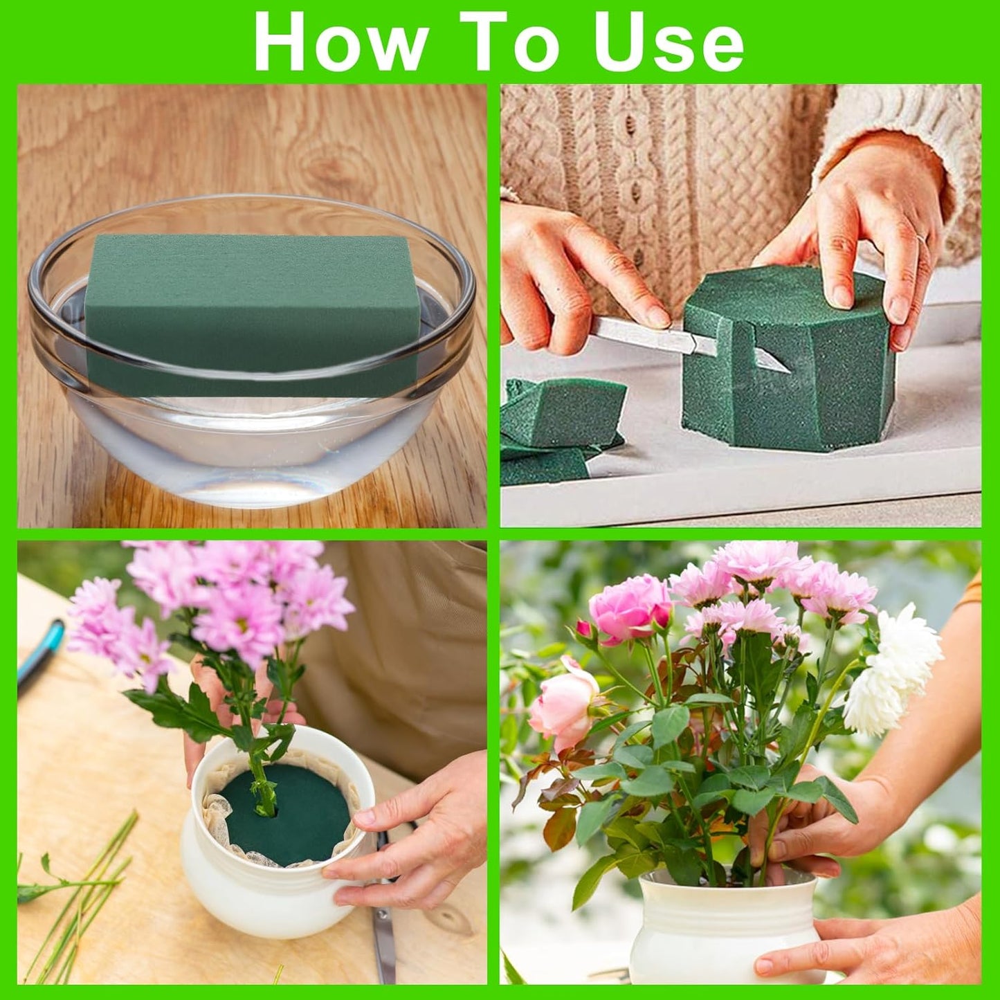 CCINEE 3 Pcs Floral Foam Bricks,Mini Florist Flower Foam Green Blocks Supplies for Fresh and Artificial Flower Arrangements Crafts DIY