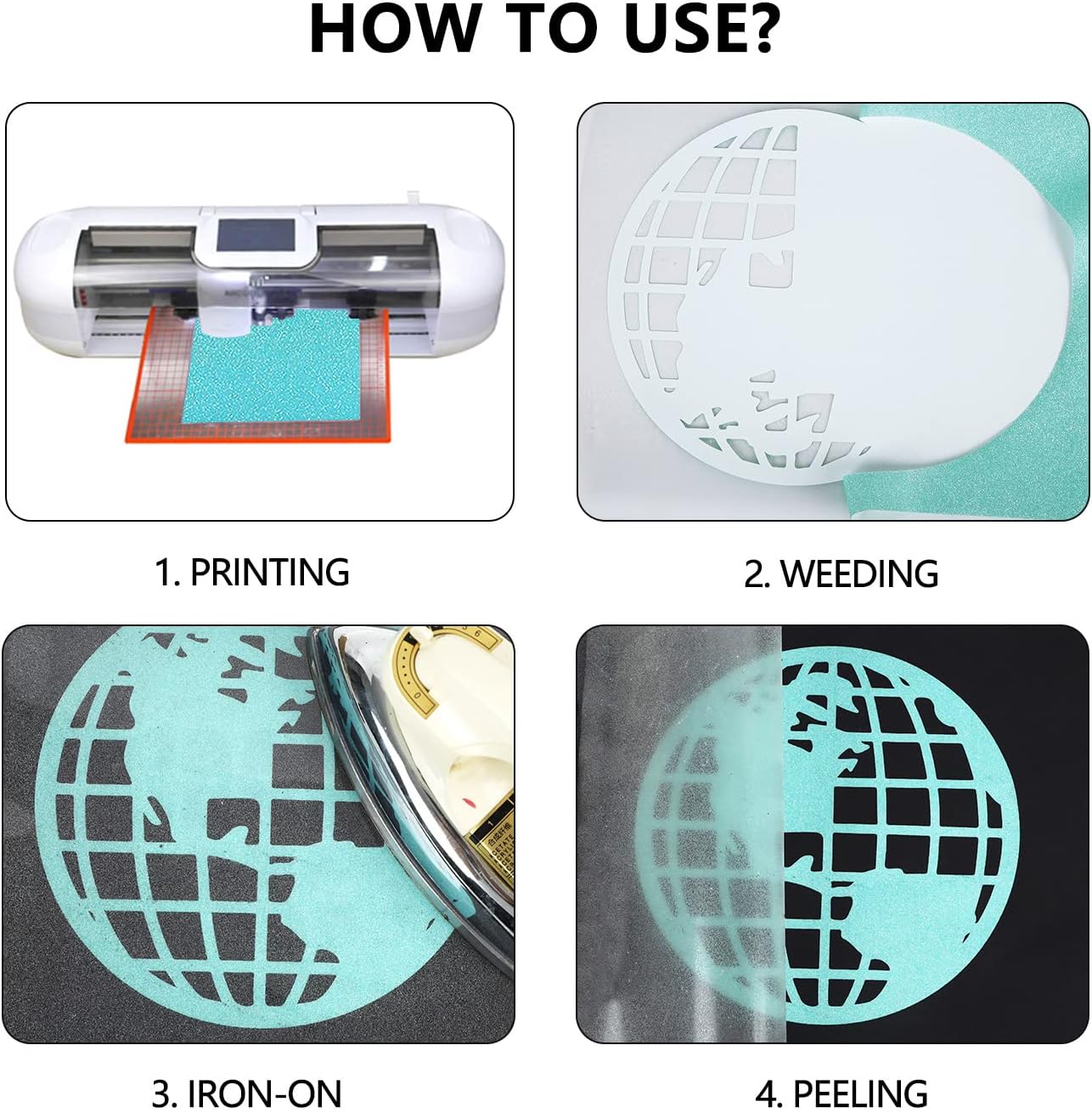 guangyintong Glow Glitter Cyan Heat Transfer Vinyl HTV Rolls, 12" x 8ft Iron on Vinyl for T-Shirts, Glitter HTV Vinyl for All Cutter Machines Easy to Cut & Weed for DIY Design