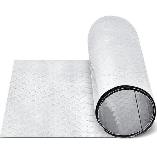 Diamond Plate Sheet Metal Heavy Duty Tread Aluminum Sheet Diamond Tread Plate for Wall Covering, Cargo Trailer, RV and More(24 x 120 Inch,Silver)