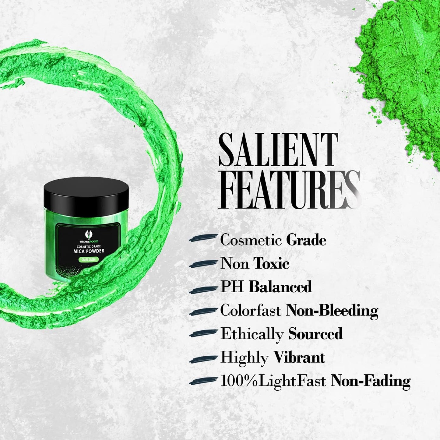 Grass Green Mica Powder for Epoxy Resin 56g / 2oz. Jar - Techarooz 2 Tone Resin Dye Color Pigment Powder for Lip Gloss, Nails, Colorant for Slime Bath Bombs Soap Making & Polymer Clay