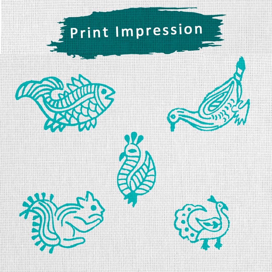 Hashcart Wooden Indian Traditional Design Printing Stamps/Blocks for Printing Saree Border/Dresses/Craft Card Making/Scrapbook/Clay Pottery (Set of 5)