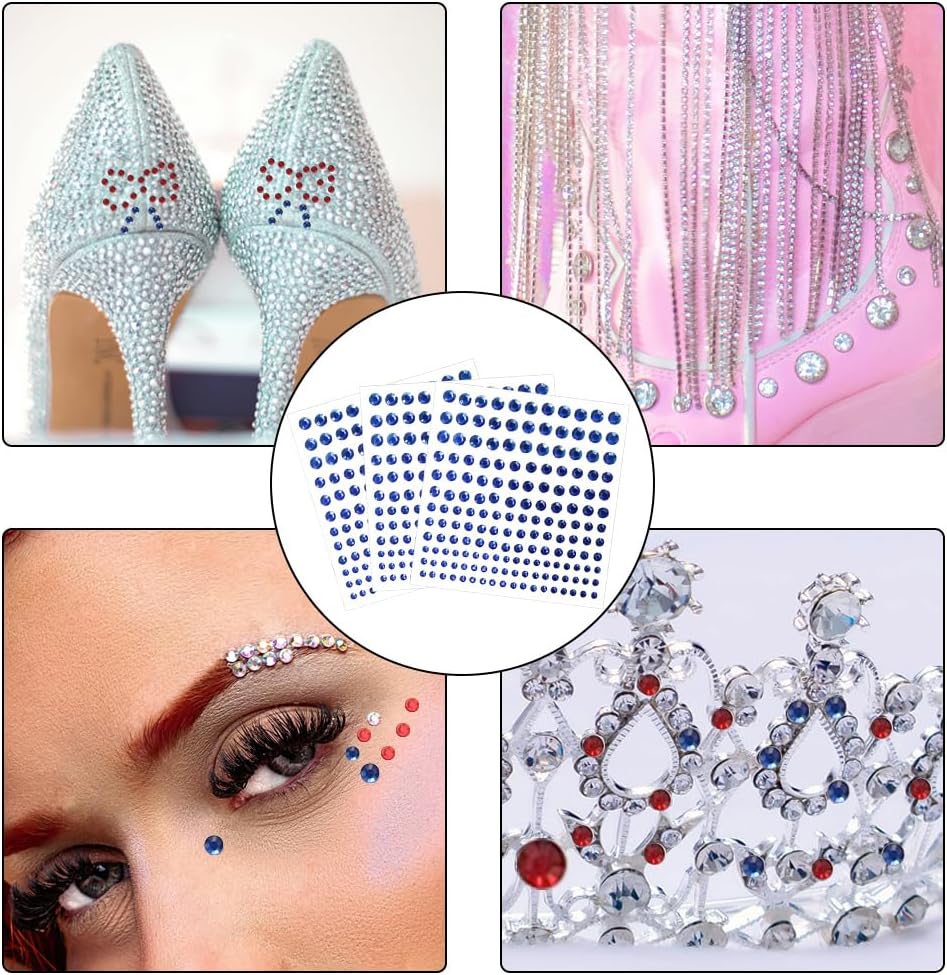 5 Sheets Self Adhesive Pearl Stickers, Flat Back Pearls Sticker, 4 Size Self Adhesive Rhinestone Gem Stickers for DIY Crafts Craft Card Decorations Nail Art Beauty Makeup (Blue)