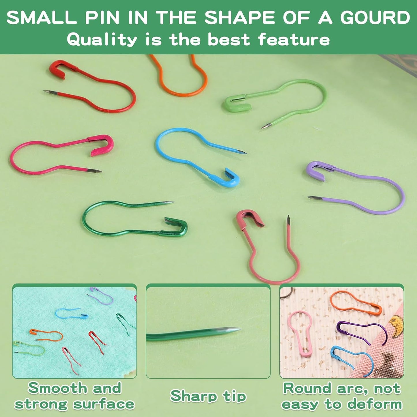 1200 Pcs 22 Colors Metal Safety Pins,Bulb Gourd Pins Pear Shaped Pins for Knitting Stitch Markers, Sewing Clothing DIY Craft Making with Storage Box