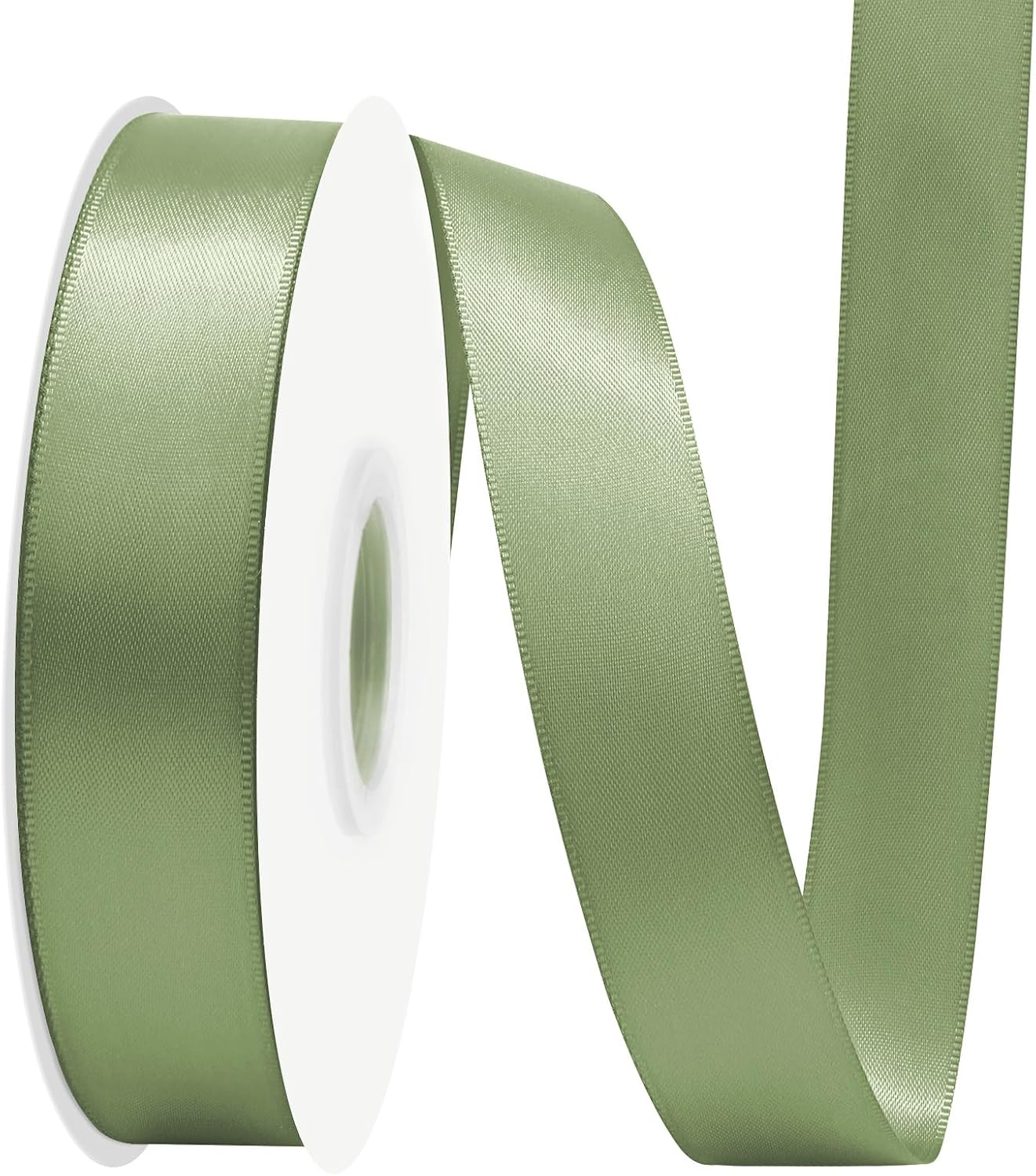 Spring Moss Satin Ribbon 7/8" X 50 Yards Solid Color Double Faced Ribbons Perfect for Crafts Wedding Decor Bow Making Arts Sewing and More