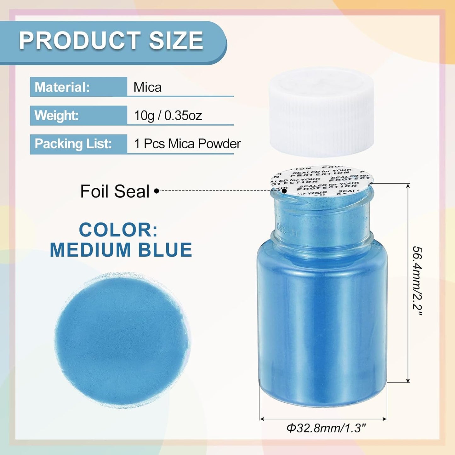 uxcell 10g/0.35oz Cosmetic Grade Mica Powder, 600 Mesh Mica Powder Natural Resin Epoxy Pigment Powders for Casting Resin, Candle Dye, DIY Nail Polish and Lip Gloss, Medium Blue