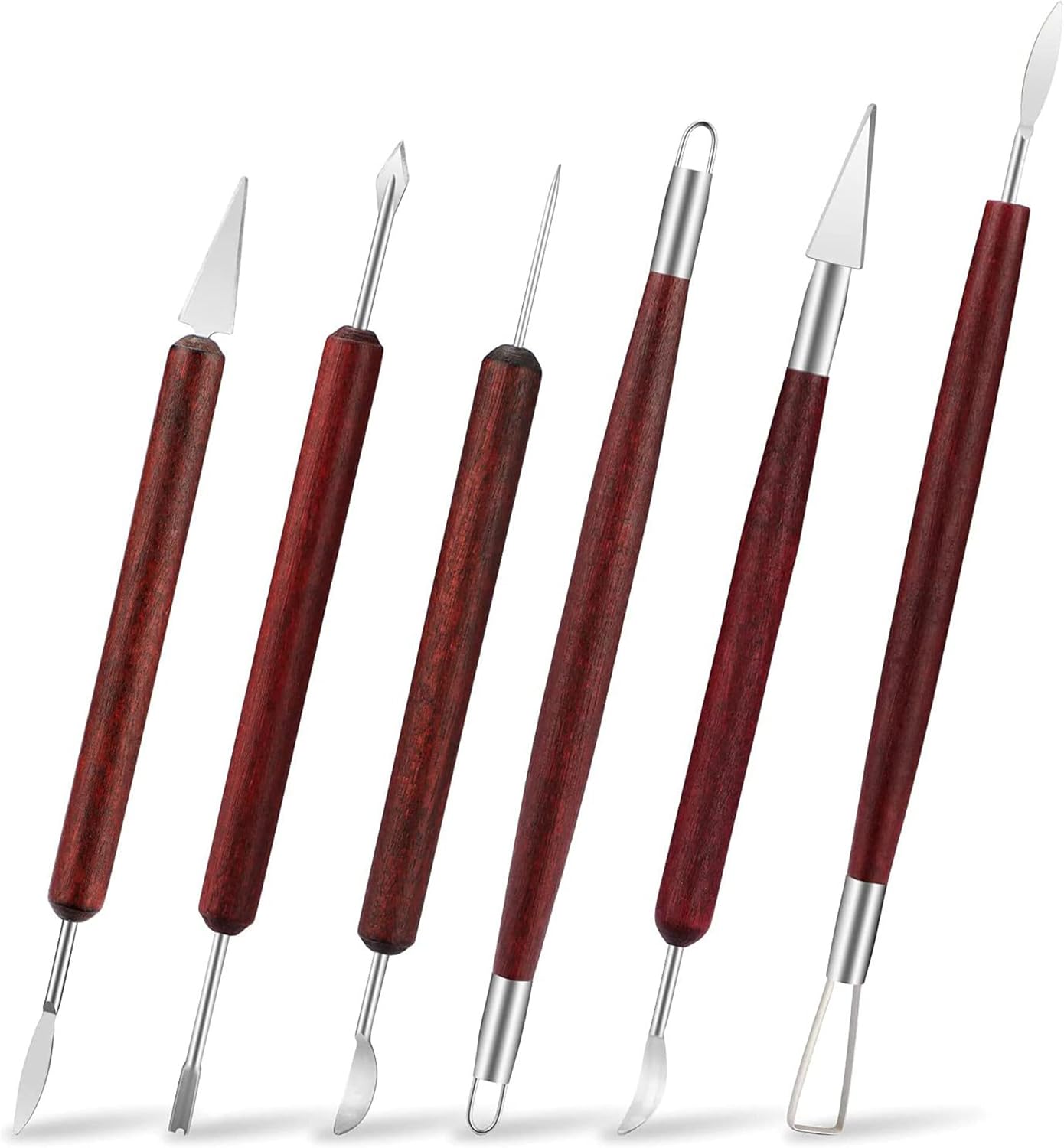 LINPHCEY 6-Piece Clay Sculpting Tools Set Perfect for Polymer Air Dry Modeling Clay Beginners & Professionals Ideal for DIY Pottery & Ceramics Tools for Clay Sculpey Sculpting & Crafting