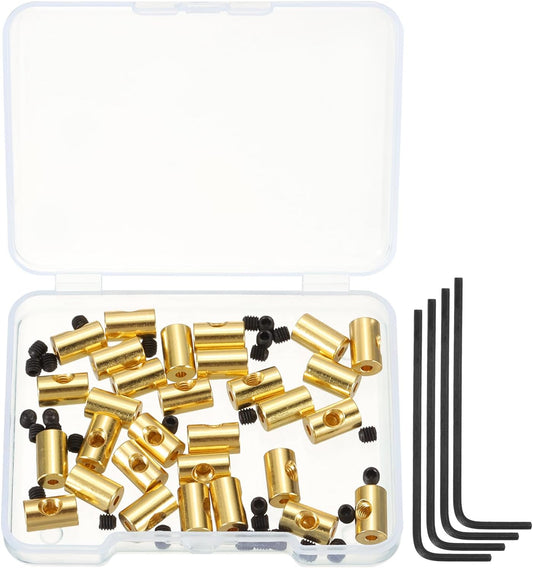 MECCANIXITY 30 Pcs Metal Locking Pin Backs, Locking Pin Keepers Locking Clasp 9mm(H) with 4 Wrench Replacement in Storage Case for Badge, Brooch, Gold Tone