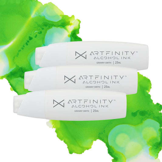 Alcohol Inks 3 Pack - Vibrant, Professional, Dye-Based Alcohol Inks for Artfinity Alcohol Markers, Artists, Drawing, & More! - Granny Smith G1-5