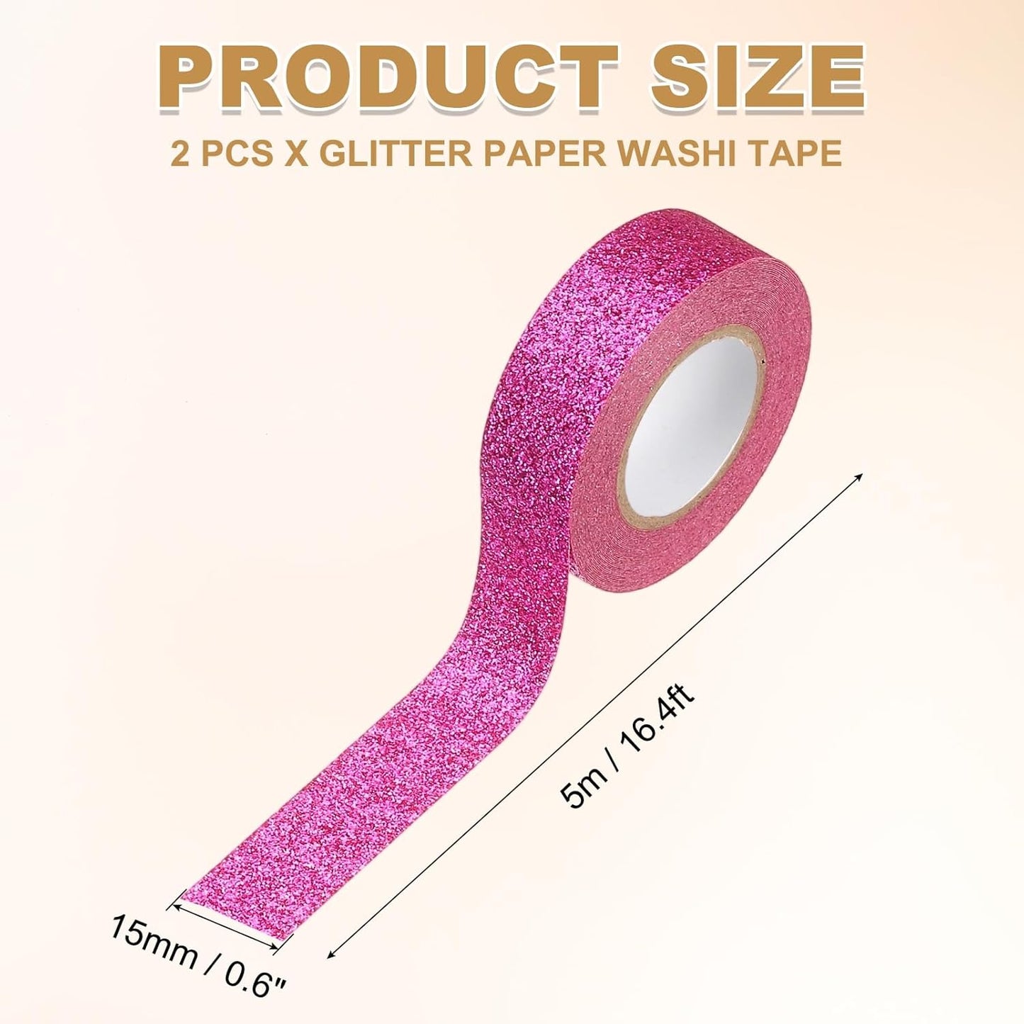 PATIKIL 2 Roll Glitter Paper Washi Tape, Washi Decorative Tape for Crafts, Rose Red