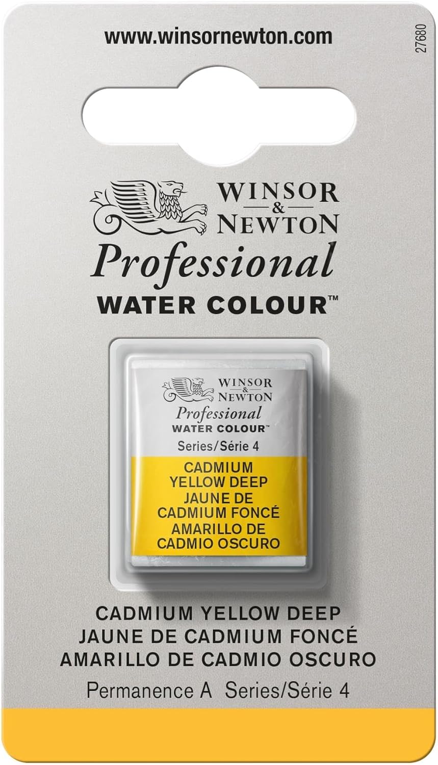 Winsor & Newton Professional Water Colour Paint, Half Pan, Cadmium Yellow Deep