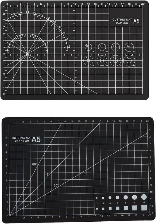 A5 Self-Healing Cutting Mat, Small Cutting Mat, Professional Double Sided Durable Cuttings Mats, Great for Hop Scrapbooking, Quilting, Fabric, Sewing Craft Projects (Black, A5)
