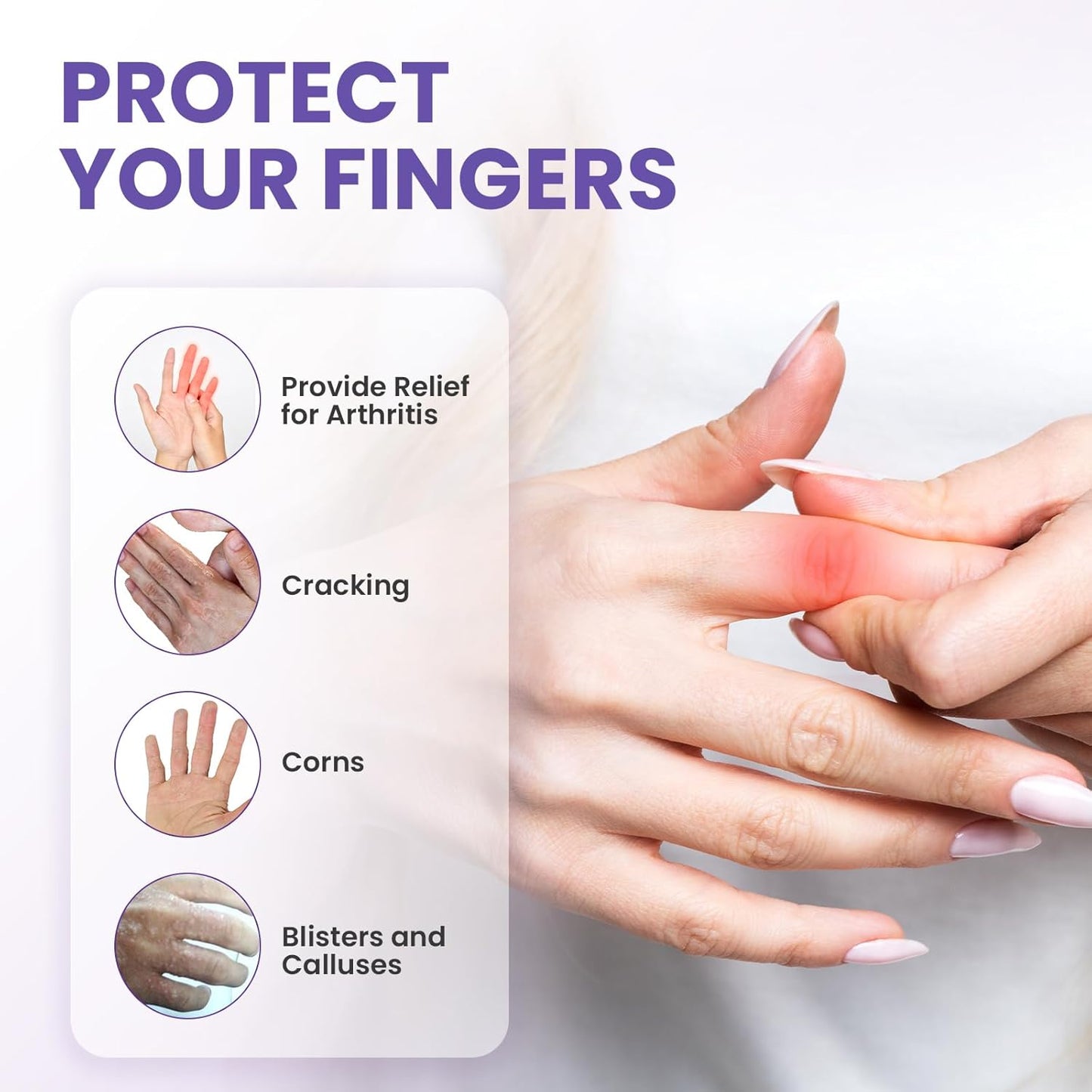 20 PCS Gel Finger Sleeve Protectors - Silicone Finger Sleeves with Lavender Extract - Finger Cots Bandages Provide Relief for Finger Cracking, Corns, Blisters and Calluses Protect (Purple)