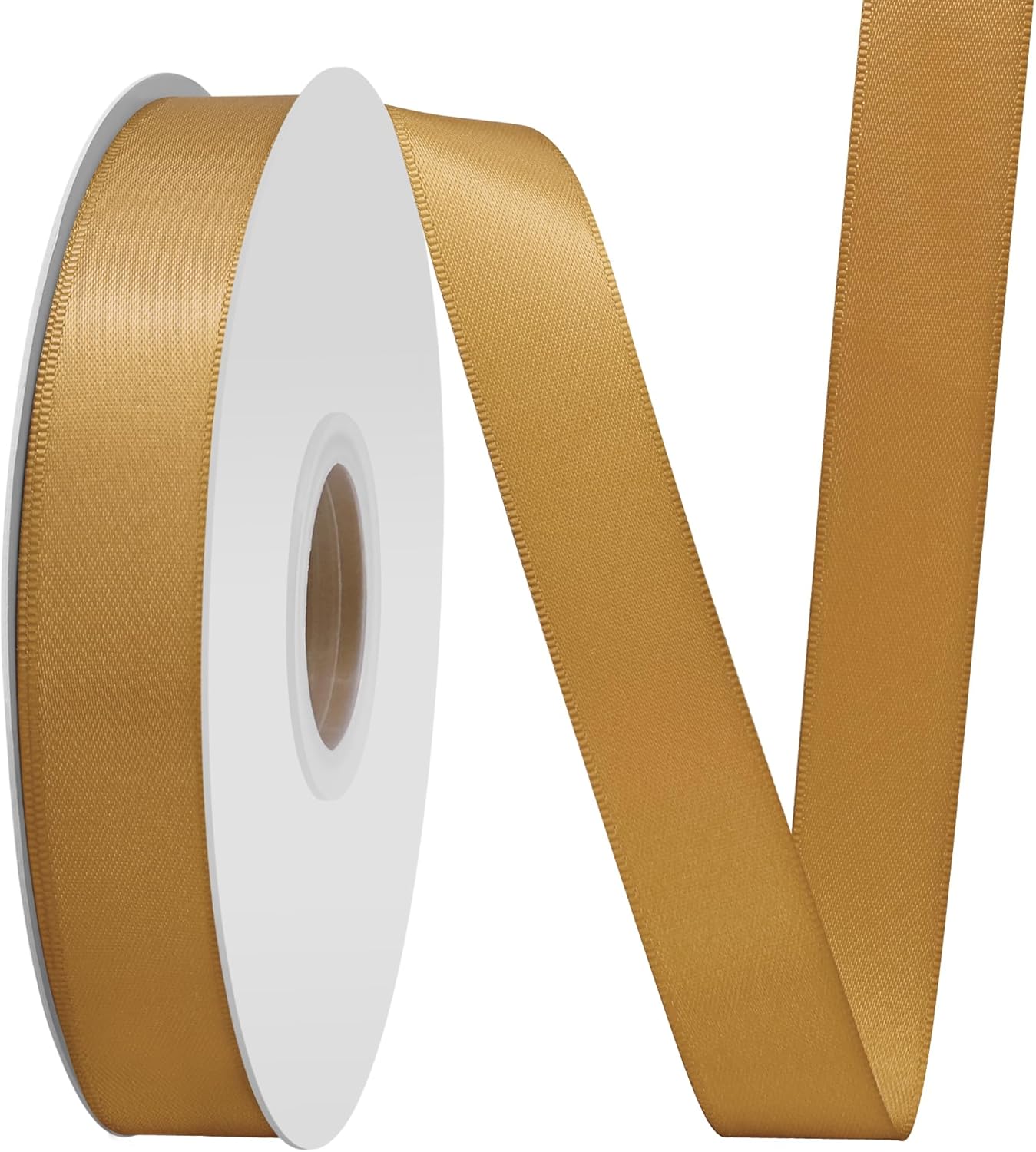 Old Gold Satin Ribbon 3/4" X 50 Yards Solid Color Double Faced Ribbons Perfect for Crafts Wedding Decor Bow Making Arts Sewing and More