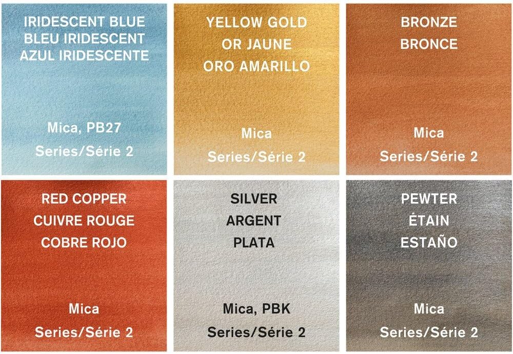 Winsor & Newton Cotman Watercolor Paint Set, 6 Metallic Colors, 8ml (0.27-oz) Tubes