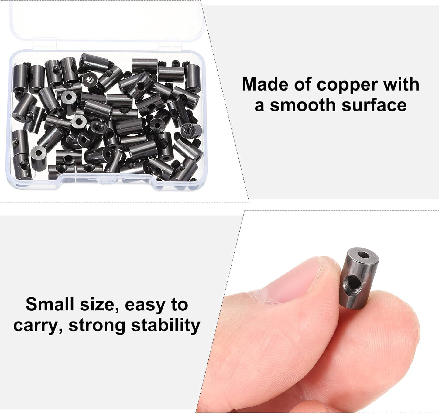 MECCANIXITY 50 Pcs Metal Locking Pin Backs, Locking Pin Keepers Clasp 9mm(H) with 4 Wrench Replacement in Storage Case for Badge, Brooch, Black Tone