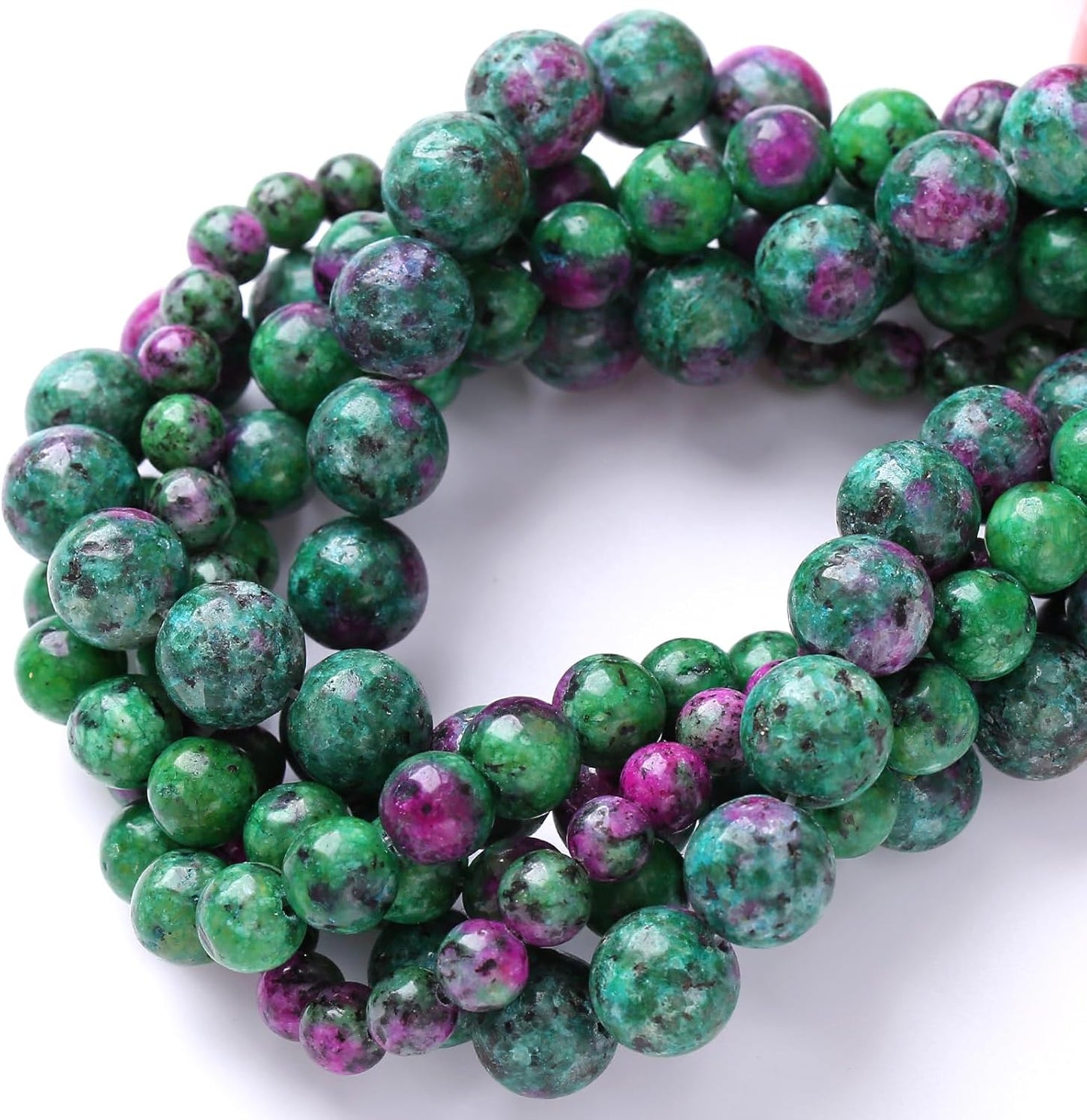 60pcs 6mm Natural Epidote Zoisite Stone Beads for Jewelry Making DIY Bracelet Necklace Accessories 15" Energy Healing Power Stone Beads