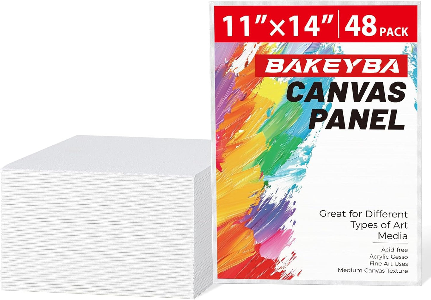 Canvas Boards for Painting 48 Pack 11x14 Inch Blank Canvas Panels, 100% Cotton Art Supplies for Acrylics Oil Watercolor Tempera Paints