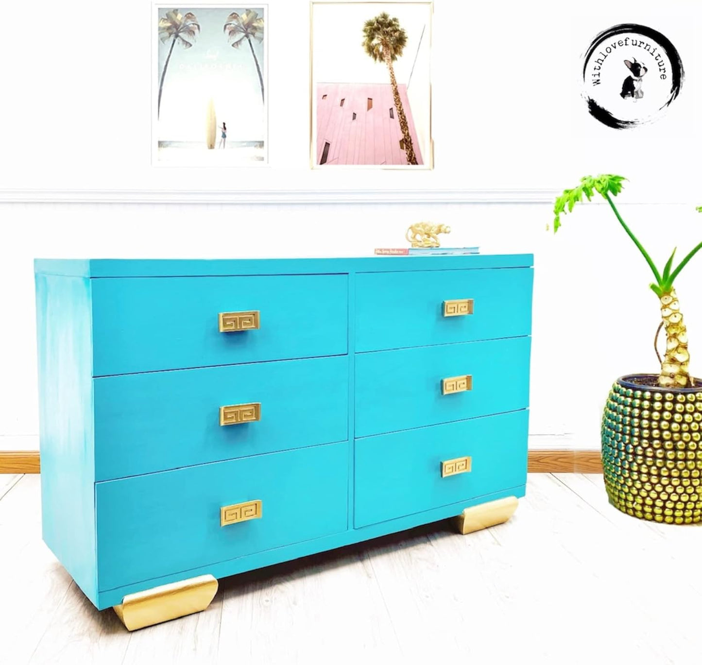 Dixie Belle Paint Company Chalk Finish Furniture Paint - Pure Ocean (4oz) - Matte Bright Teal Chic Chalk Mineral DIY Furniture Paint