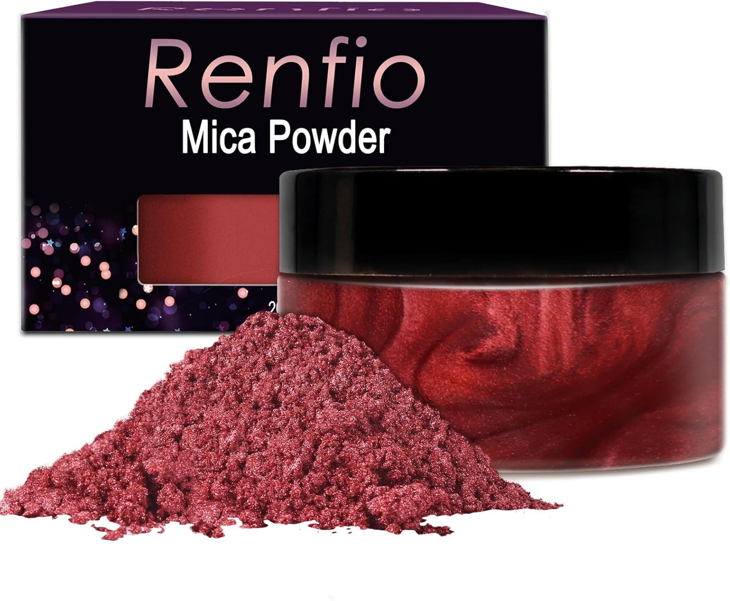 Renfio 100g Mica Powder Pigment Natural Fine Powdered Pigments Pearl Shimmer Epoxy Resin Dye for Painting Soap Making Slime Bath Bombs 3.5 Oz - Rust Red