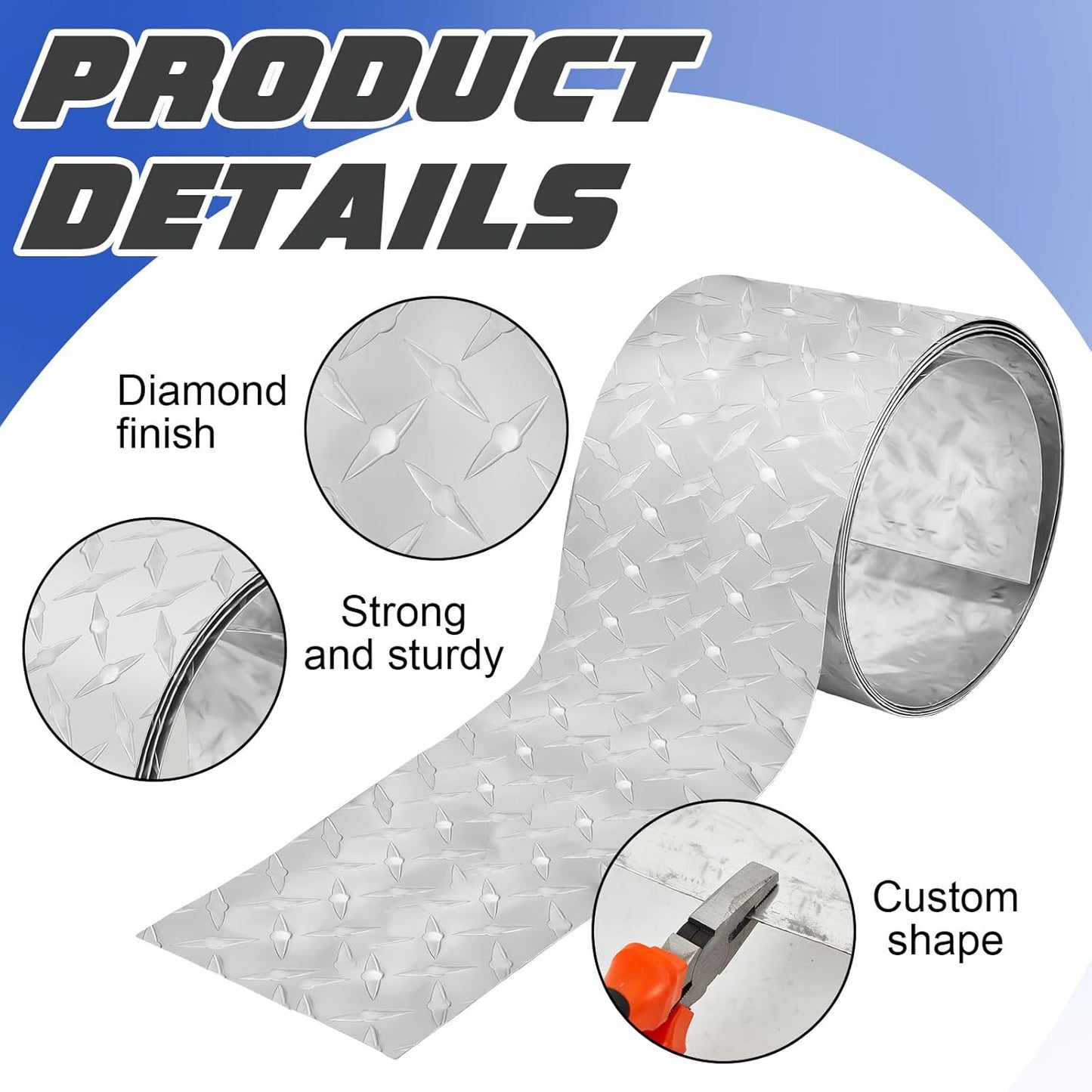 Diamond Plate Sheet Metal Aluminum Heavy Duty Diamond Tread Aluminum Sheet for Wall Covering, Cargo Trailer, RV(120 × 6 Inch)