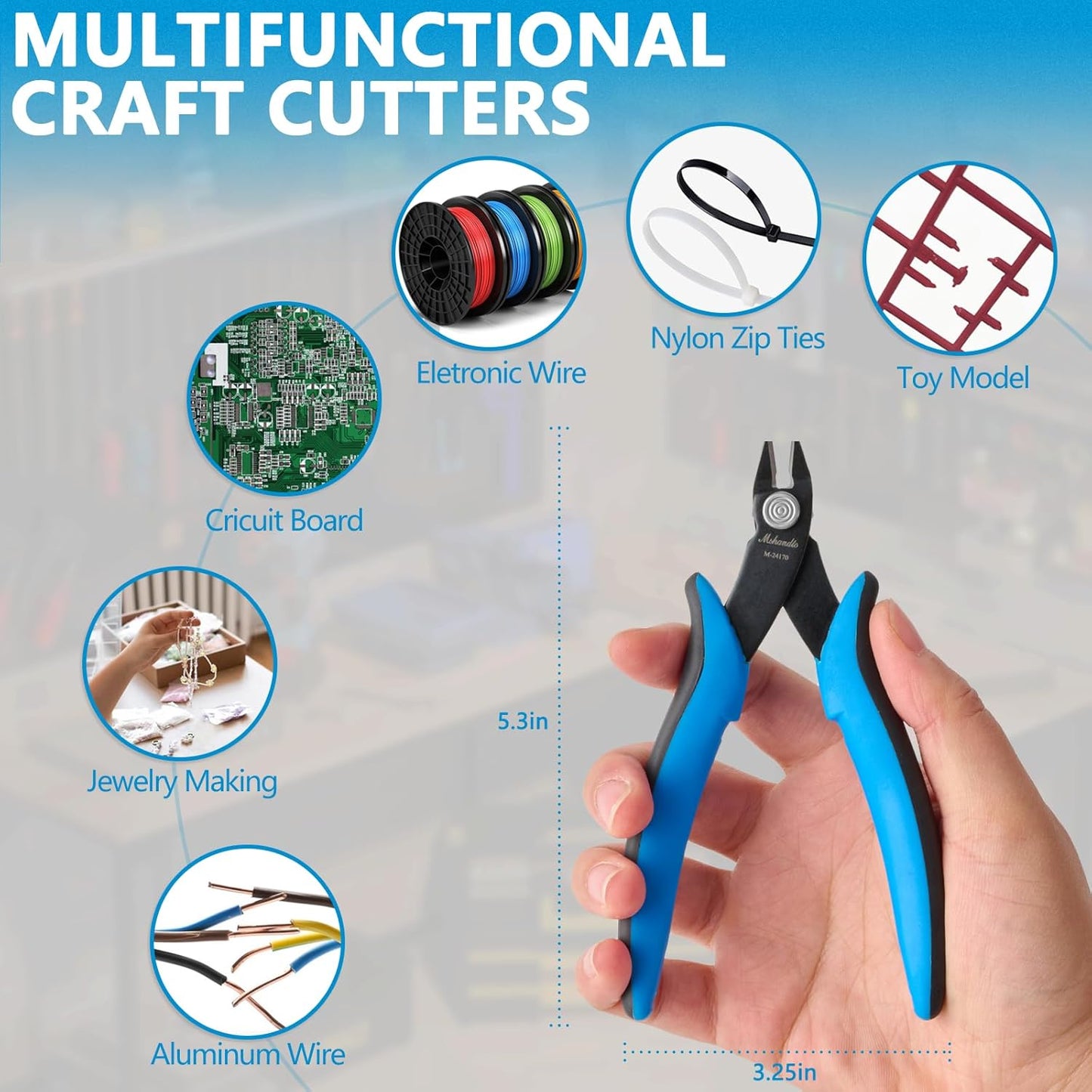 Flush Cutters, 3 Pack 5.3" Wire Cutters for Crafting, Ultra Sharp Flush Cut Pliers for Jewelry Making, Diagonal Cutting Pliers for Models, Aluminum Wire, Jewelry, Plastic and Soft Copper Wire