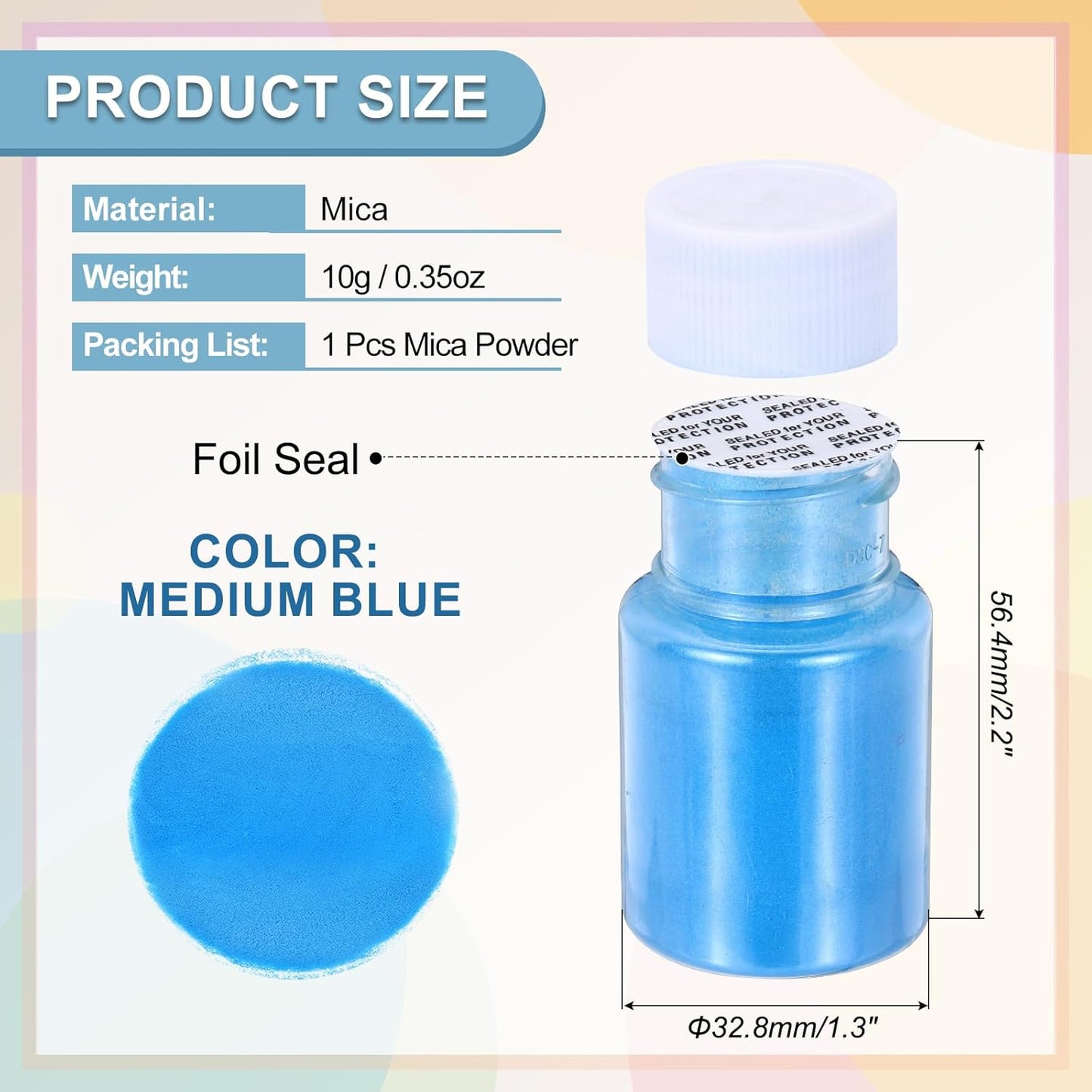 uxcell 10g/0.35oz Cosmetic Grade Mica Powder, 600 Mesh Mica Powder Natural Resin Epoxy Pigment Powders for Casting Resin, Candle Dye, DIY Nail Polish and Lip Gloss, Deep Sky Blue