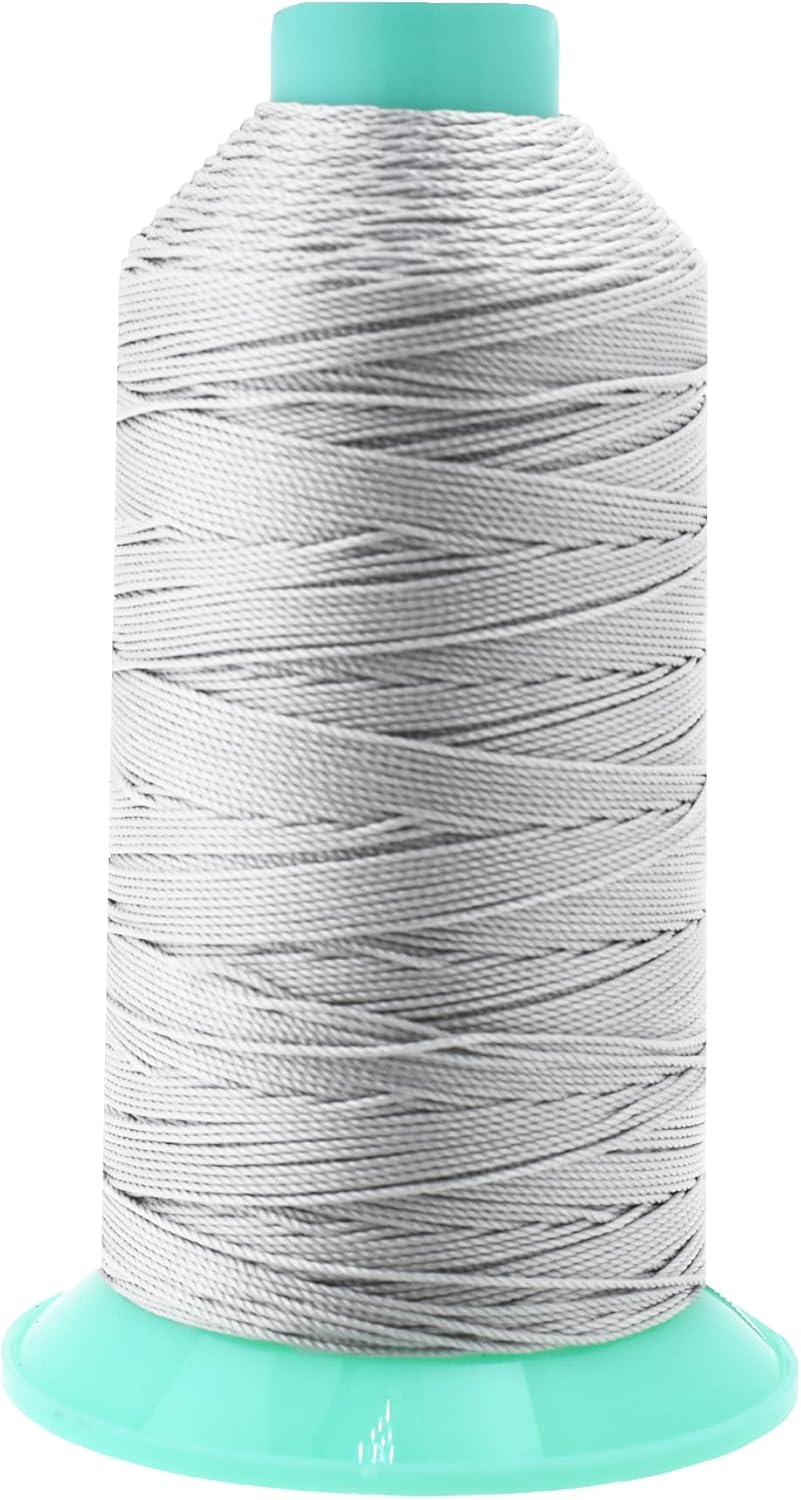 Mandala Crafts Bonded Nylon Thread Silver Heavy Duty Sewing Threads - 415 YDs Size 346 210D T350 Tex 350 Thread for Leather Jeans Weaving Outdoor Marine Upholstery Threads