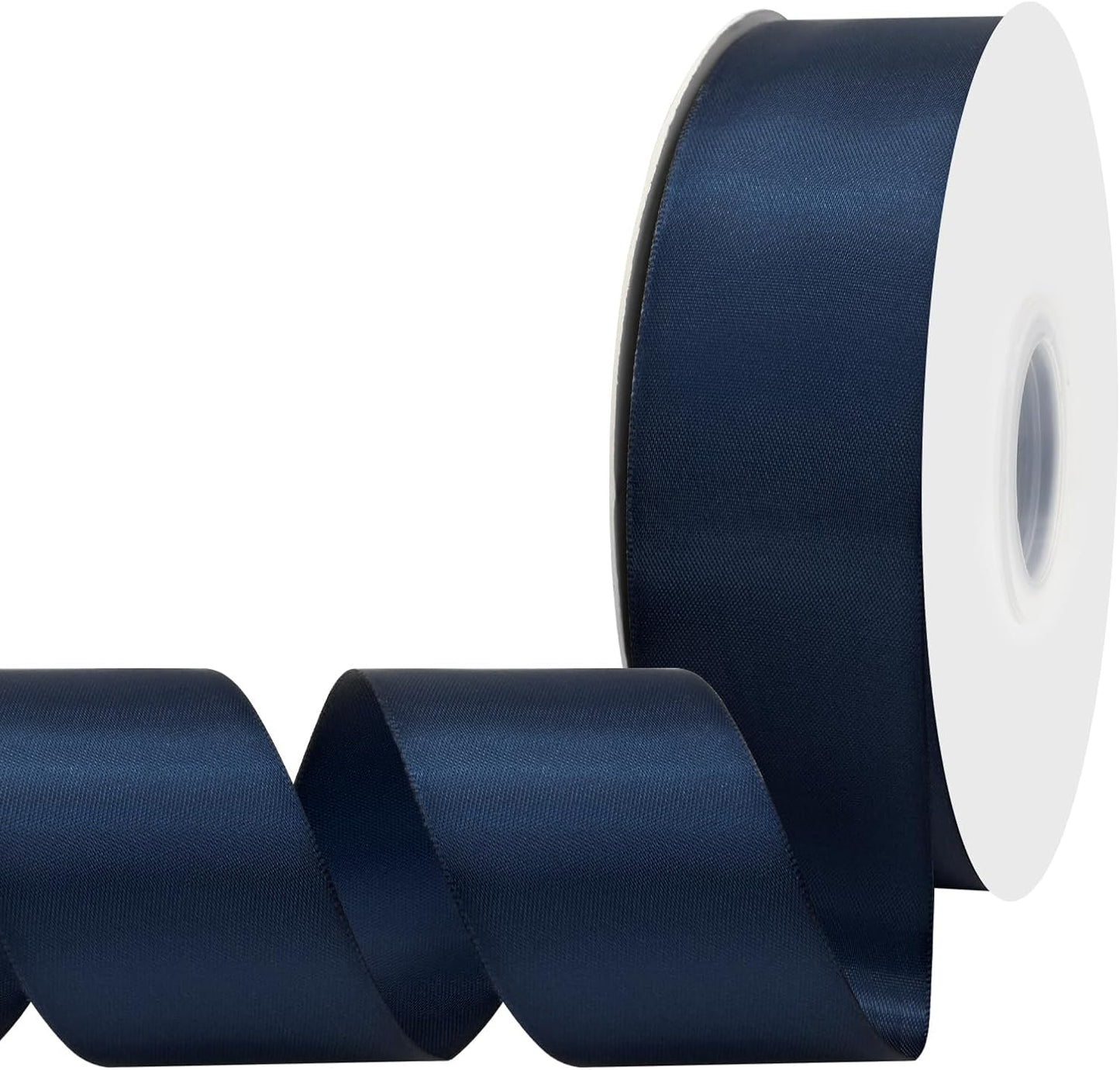 Navy Blue Satin Ribbon 1-1/2" X 50 Yards Solid Color Double Faced Ribbons Perfect for Crafts Wedding Decor Bow Making Arts Sewing and More