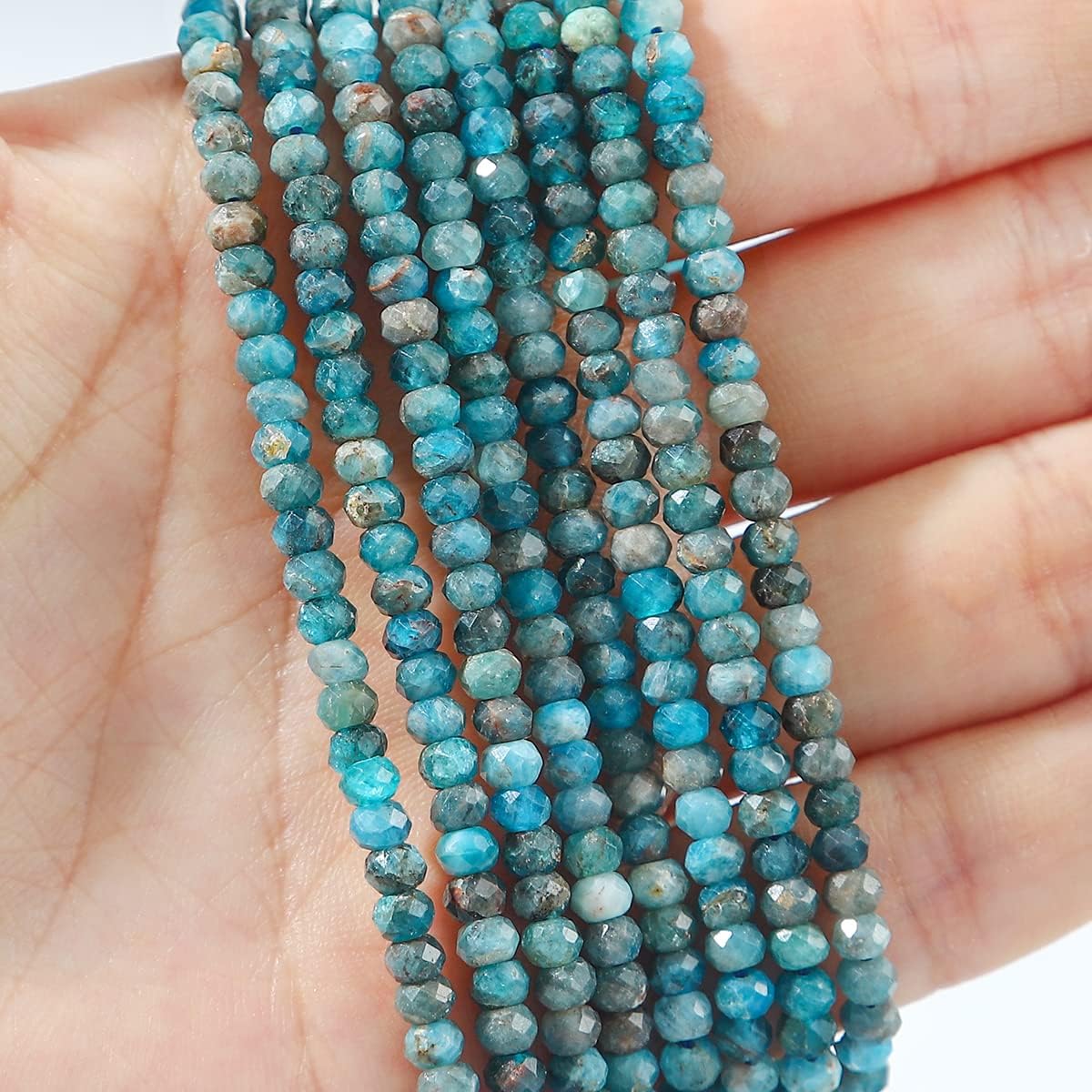 Natural Apatite Beads 4x2mm 120pcs Faceted Rondelle Loose Semi Gemstone Beads for Jewelry Making Design