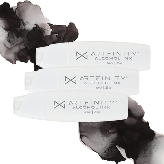 Artfinity Alcohol Inks 3 Pack - Vibrant, Professional, Dye-Based Alcohol Inks for Artfinity Alcohol Markers, Artists, Drawing, & More! - Black 100