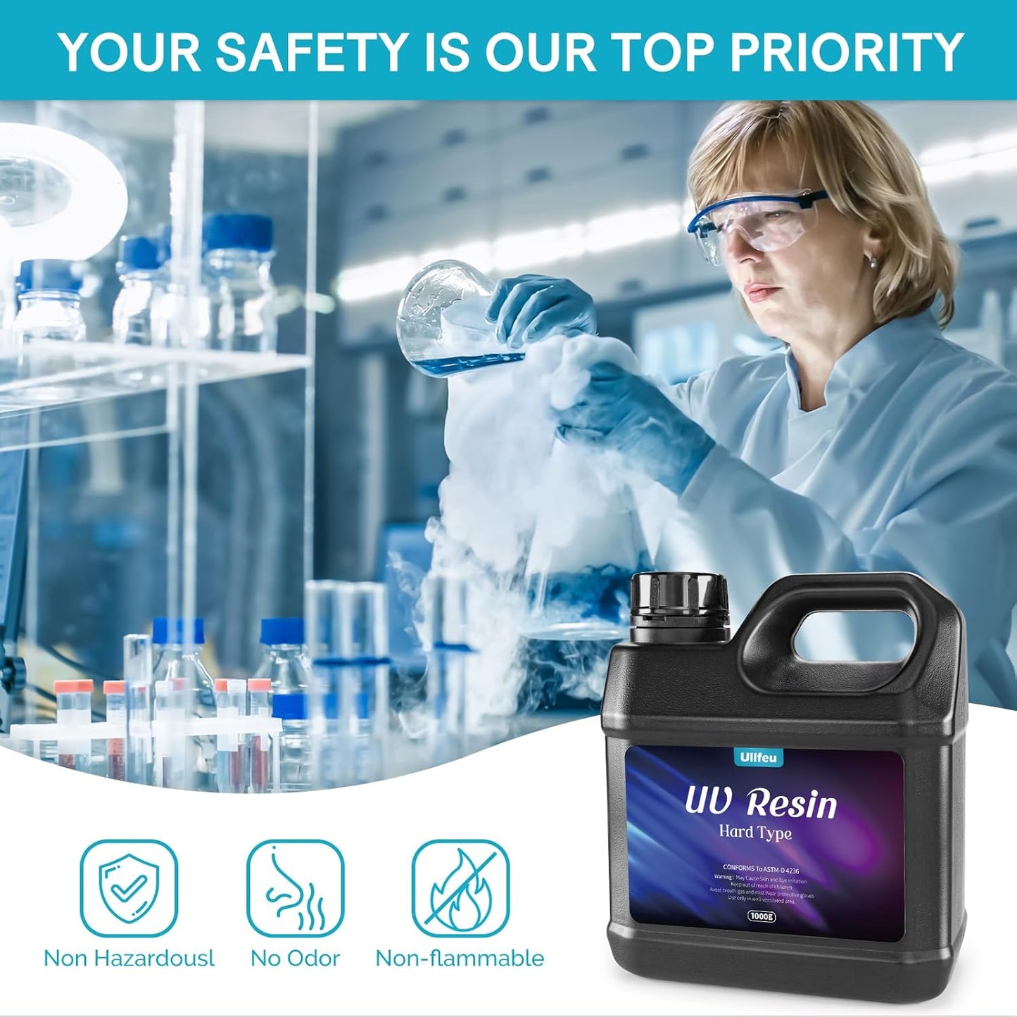 UV Resin Kit 1000g Bulk No Odor Upgrade Clear UV Epoxy Resin Hard Fast Cure Resin Kit Jewelry Making Handmade DIY Craft Decoration Coating