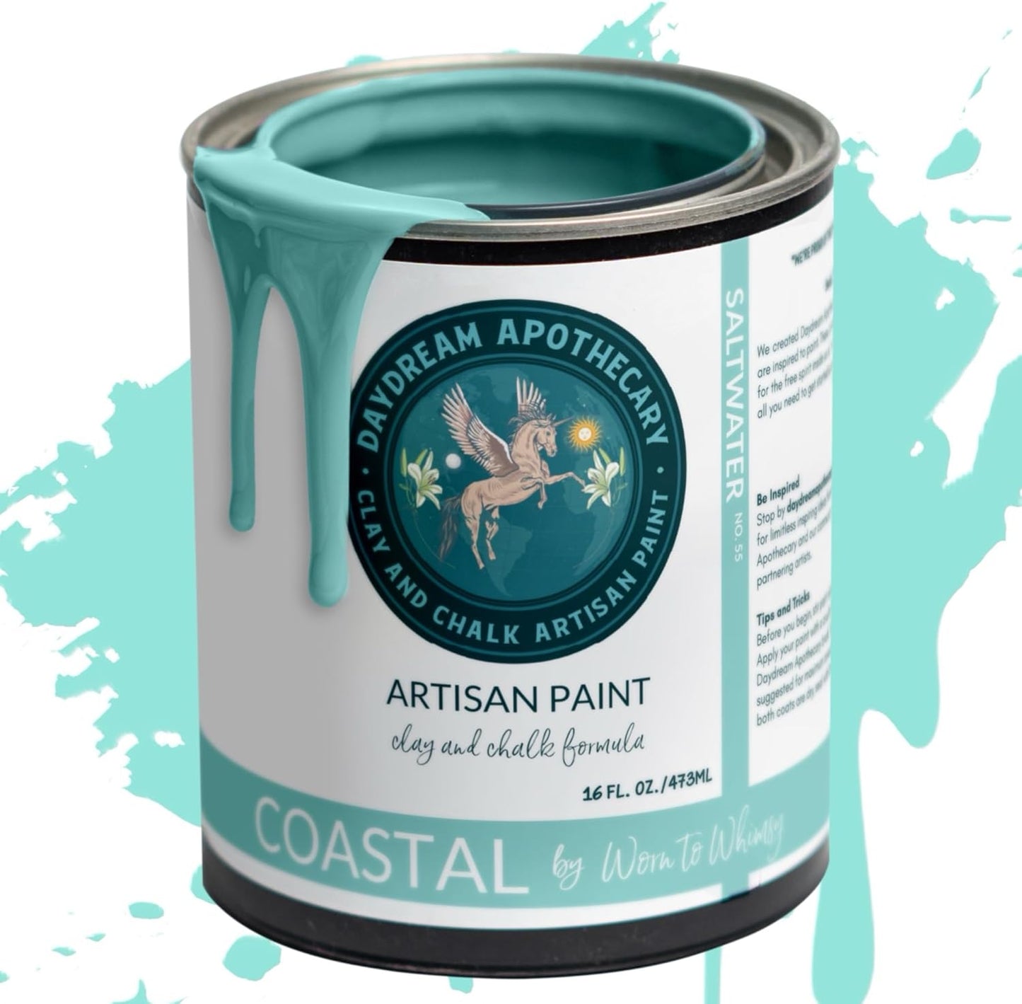 Daydream Apothecary Premium Chalk Style Paint for Furniture, Home Décor, Wood, DIY Interior Projects, Quick Dry, No Prep or Prime Needed, Matte Aqua - 16oz