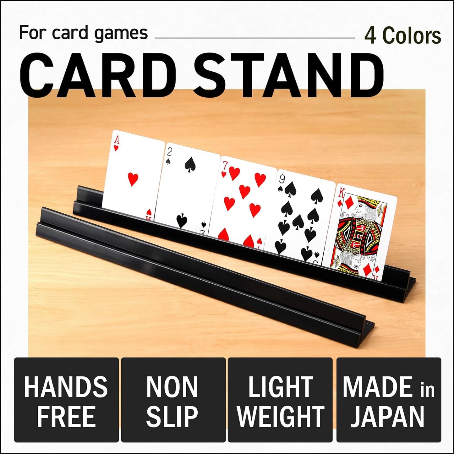 Lightweight Non-Slip Card Holder Stand – Set of 4, 13.4 Inches – Made in Japan for Card Games and TCG, Anti-Skid Base (2 Pack-Blue)