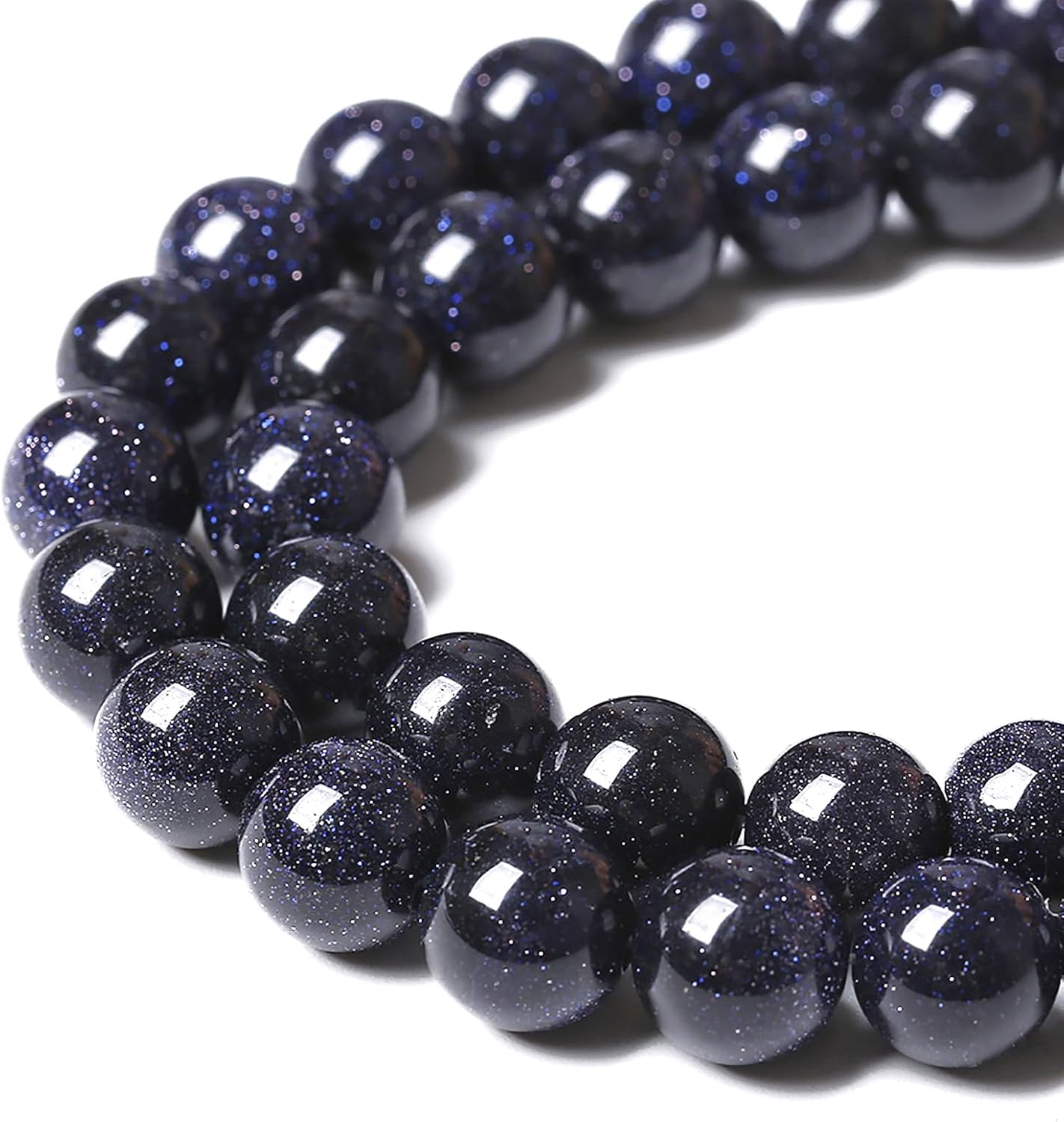 72PCS 10mm Blue Sandstone Gemstone Beads Beads Natural Stone Round Loose Beads for Jewelry Making DIY Bracelet Necklace 32" 2 Strands
