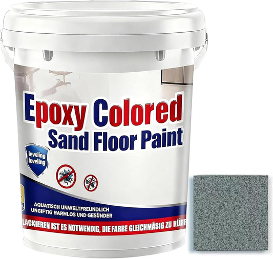 Epoxy Colored Sand Floor Paint, Epoxy Floor Paint for Concrete, High Gloss Marble Effect Coating, Waterproof Non-Slip Concrete Paints, Suitable for Indoor/Outdoor Use (Dark Gray,16 oz/0.5 kg)