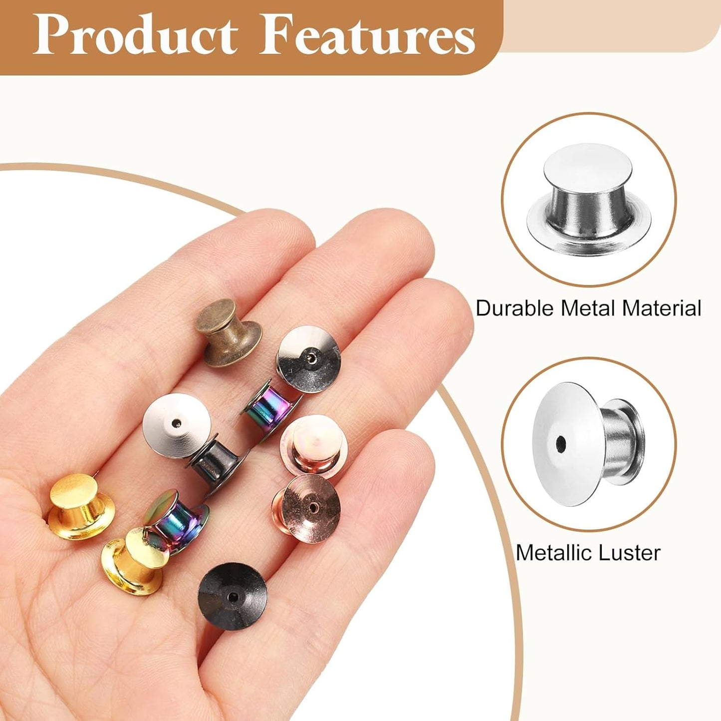 uxcell 40Pcs Metal Locking Pin Backs, Pin Keepers Locking Clasp Flat Head Clamp Needle Back Lock for DIY Brooch Crafts Badges Enamel Lapel, Silver