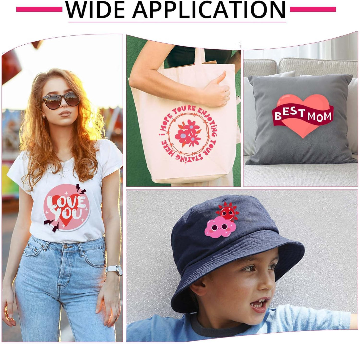 HTVRONT Pink Heat Transfer Vinyl - 13 Sheets Hot Pink HTV Vinyl in 12 Assorted Colors, Red Iron on Vinyl for Cricut & Cameo - Easy to Cut & Weed