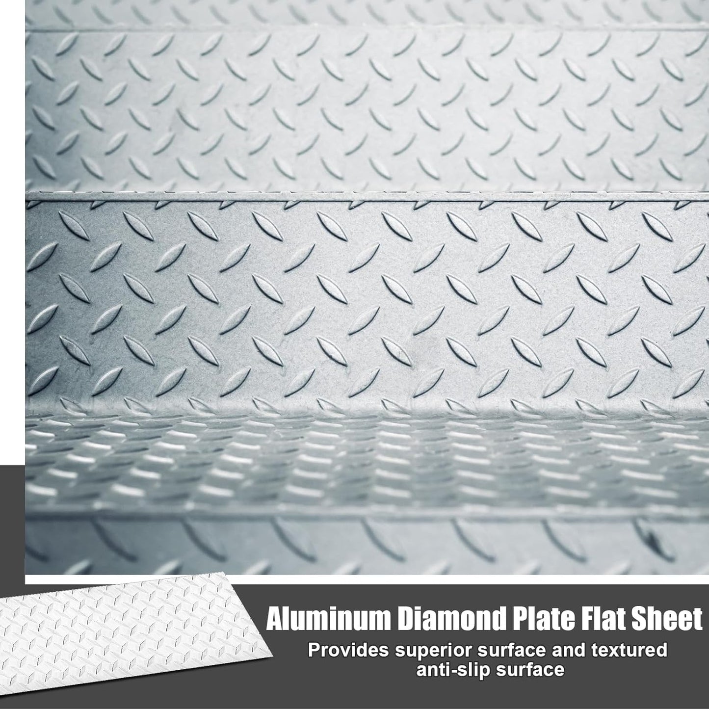 1pcs Diamond Plate Sheet Metal Heavy Duty Tread Aluminum Sheet Diamond Tread Plate for Wall Covering, Cargo Trailer, RV and More (12'' X 36'' X 0.08'',Silver)