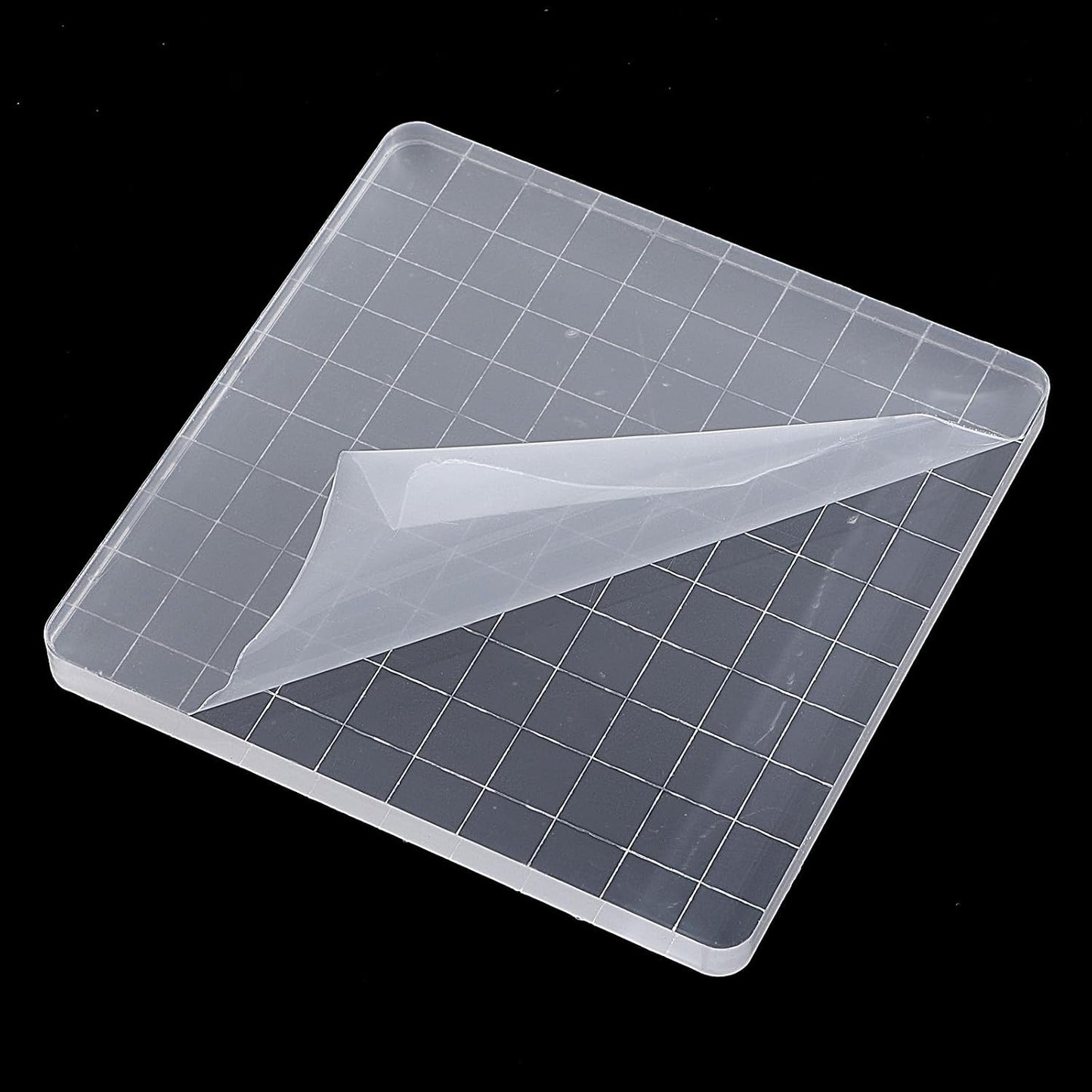 7 Pieces Acrylic Clear Stamp Block Clear Stamping Tools Set Decorative Stamp Blocks with Grid Lines for Scrapbooking Crafts, Card Making, DIY Projects (Assorted Sizes)