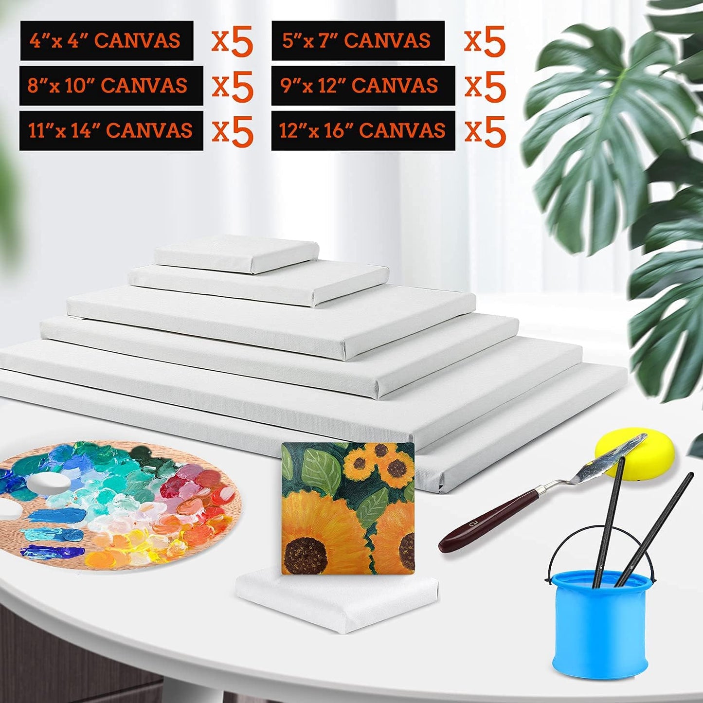 30 Pack Canvases for Painting with 4x4“, 5x7”, 8x10“, 9x12”, 11x14“, 12x16”, Painting Canvas for Oil & Acrylic Paint