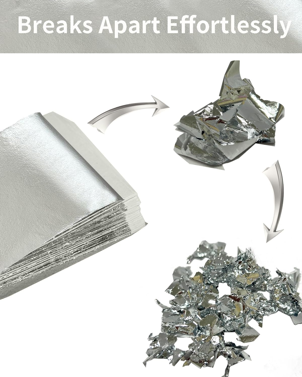 Luckymica Gold Leaf Sheets, 100 Pcs Adequate Gold Foil Sheets for Arts, Crafts, Decoration, Gilding, Paints, DIY, 5.5" x 5.5", Silver