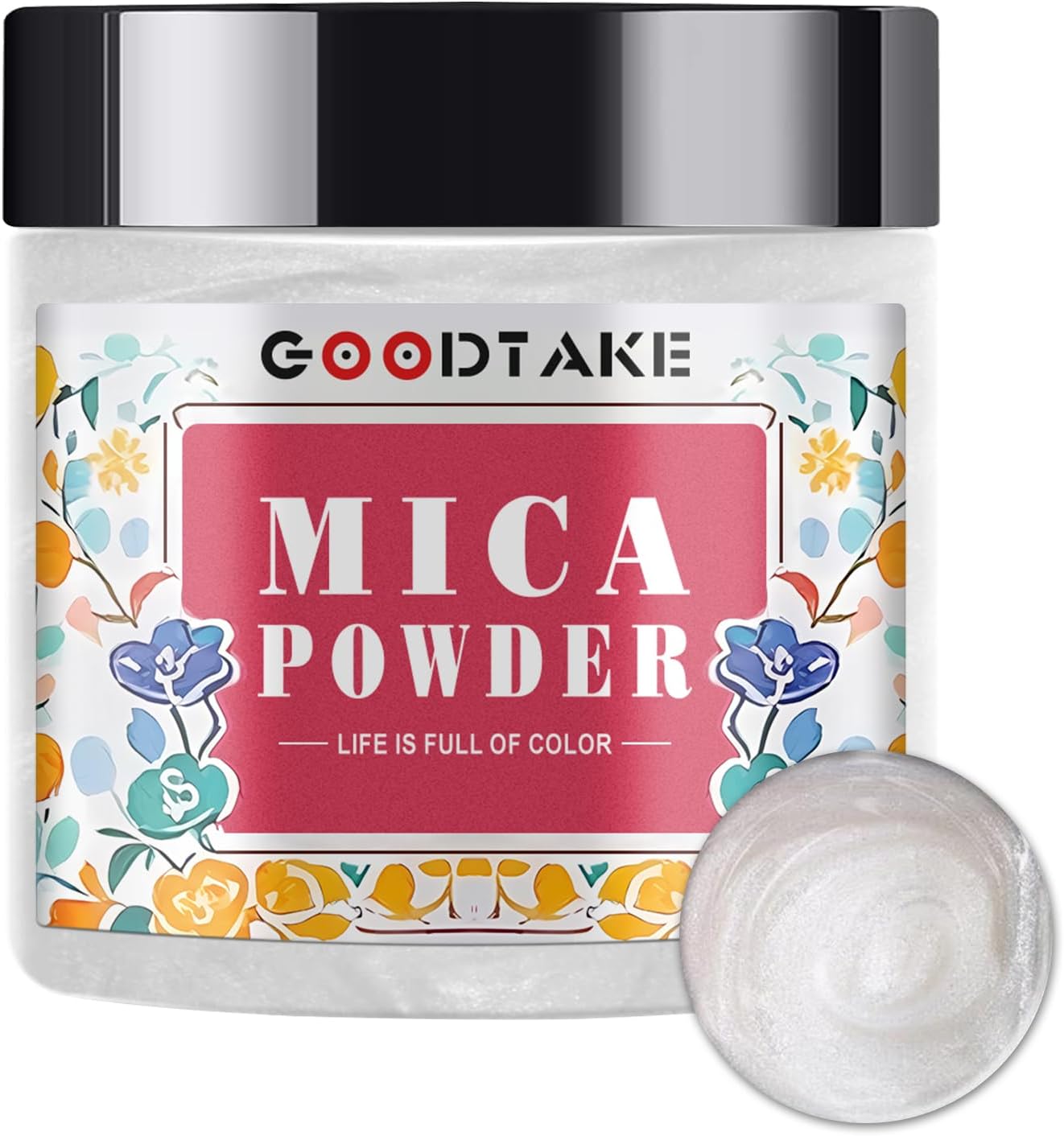 GOODTAKE Pearl White Mica Powder, Mica Pigment Powder for Soap Making, Candle Making, Epoxy Resin, Slime, Nail Polish, Eye Shadow - Natural Mica Powder for Resin (Pearl White, 2 oz)