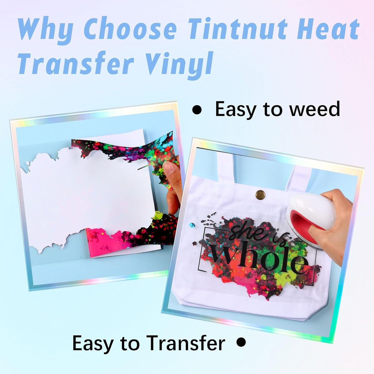 Tintnut Splash Heat Transfer Vinyl Roll - 12" x 5ft Mutilcolor Watercolor Ink Patterned HTV Splatter Iron On Vinyl DIY T-Shirts Hats Clothes Canvas Bags