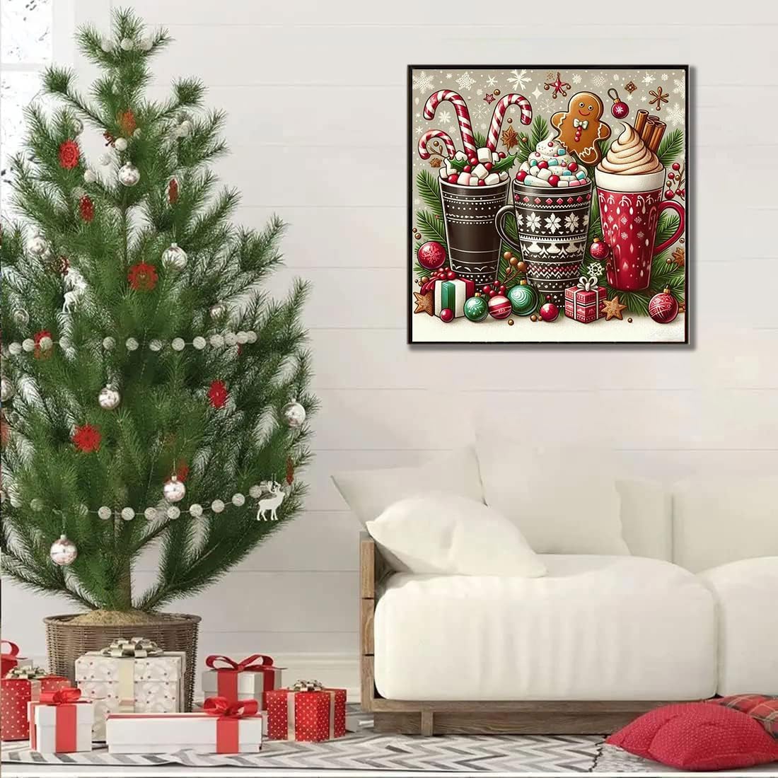 Christmas Stamped Cross Stitch Kits - Christmas Snowflake Counted Cross Stitch Kits for Beginners Adults Needlepoint Cross-Stitch Patterns Dimensions Needlecrafts Embroidery Kits Arts and Crafts