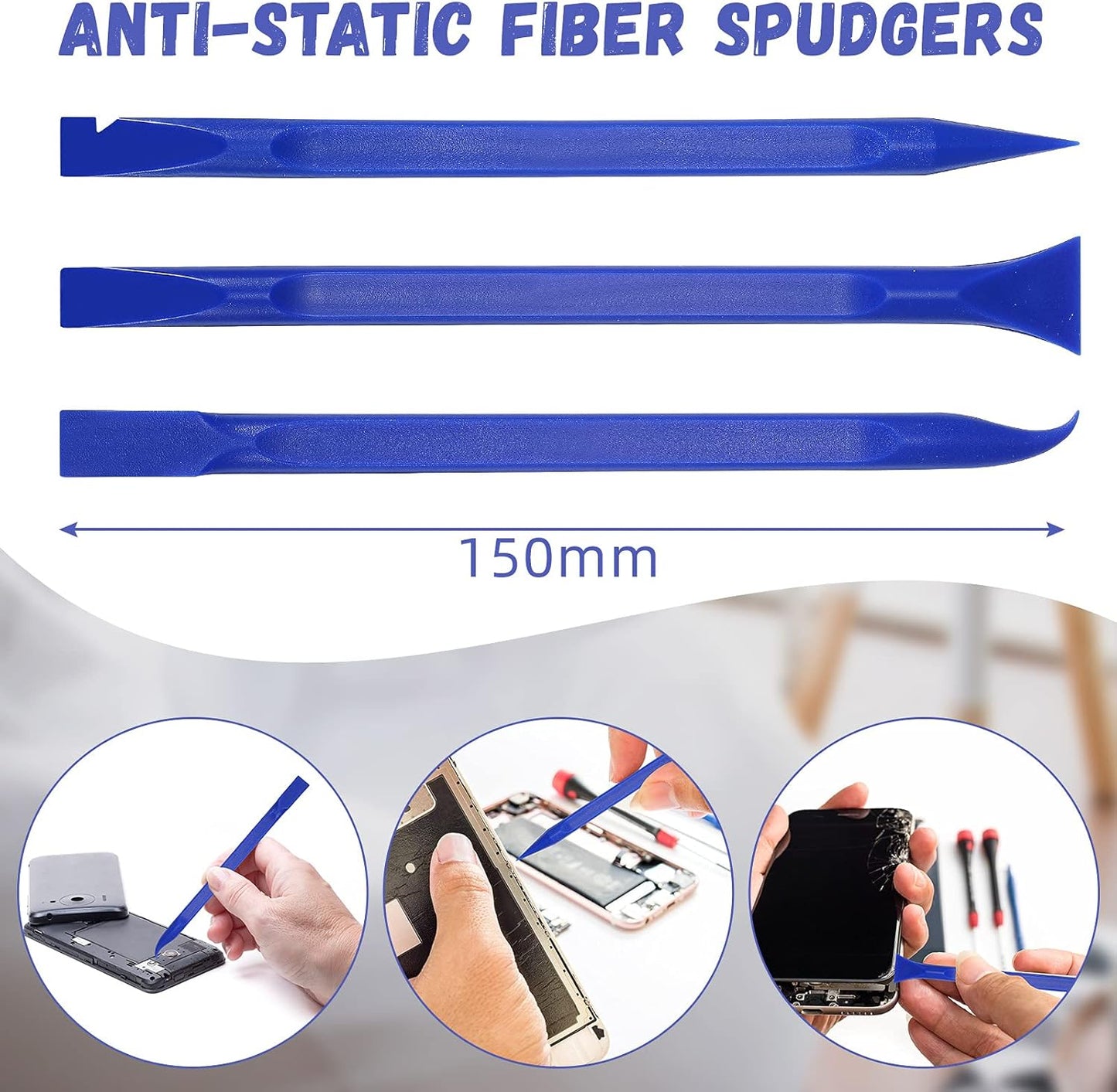 Minatee 18 Pieces Non-scratch Plastic Scraper Tool Multi-purpose Carbon Fiber Pen-shaped Plastic Scraper for Cleaning Small and Narrow Space(Blue)
