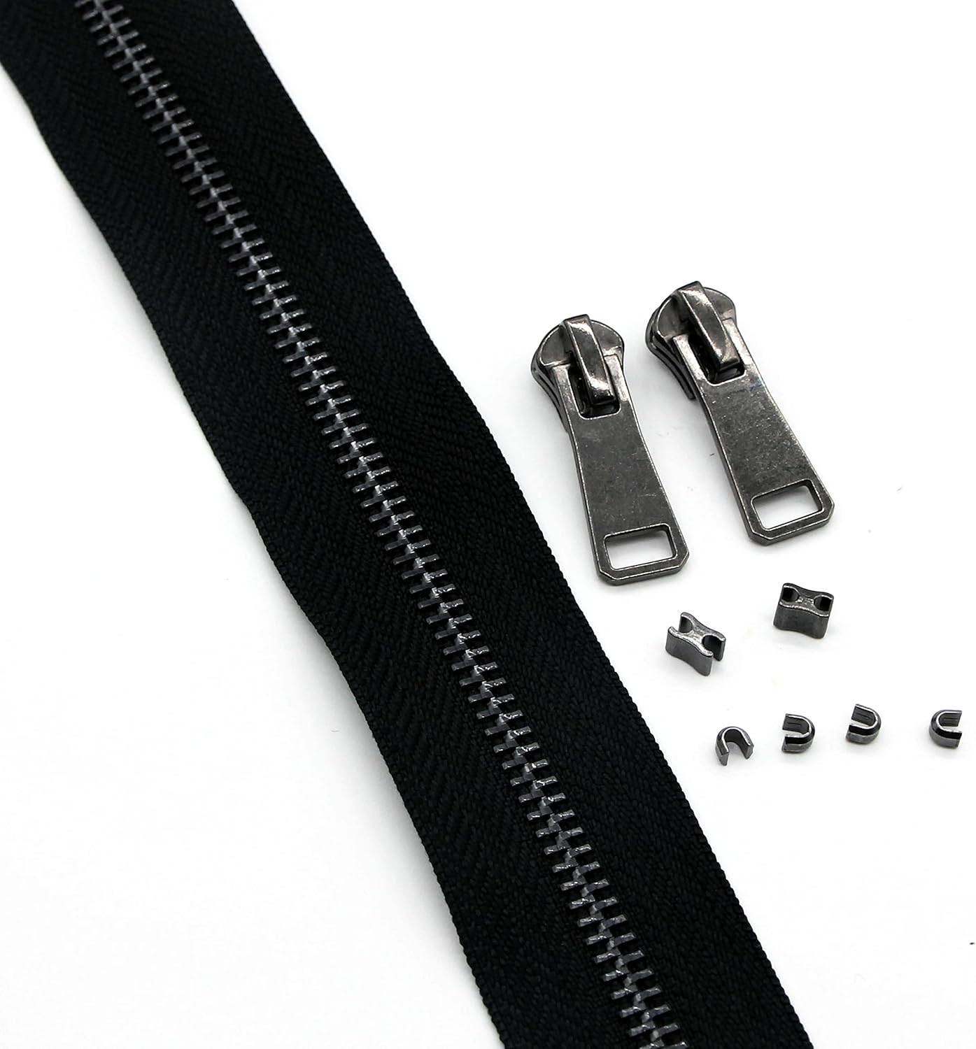 #5 Metal Zippers by The Yard Bulk 2 Yards Black Tape with 10 pcs Sliders Black Nickel Teeth Handmade Zipper for Sewing Craft Bag Backpack, Wallets, Purses Leekayer