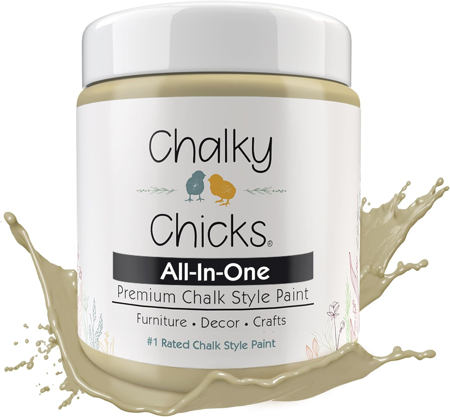 Chalky Chicks All-in-One Chalk Paint for Furniture or Cabinet - 8 Fl Oz - Matte Finish Olive Wood (Taupe) for Metal, Wood Furniture Paint - No Sanding All-in-One for Home Decor & Crafts, USA Made