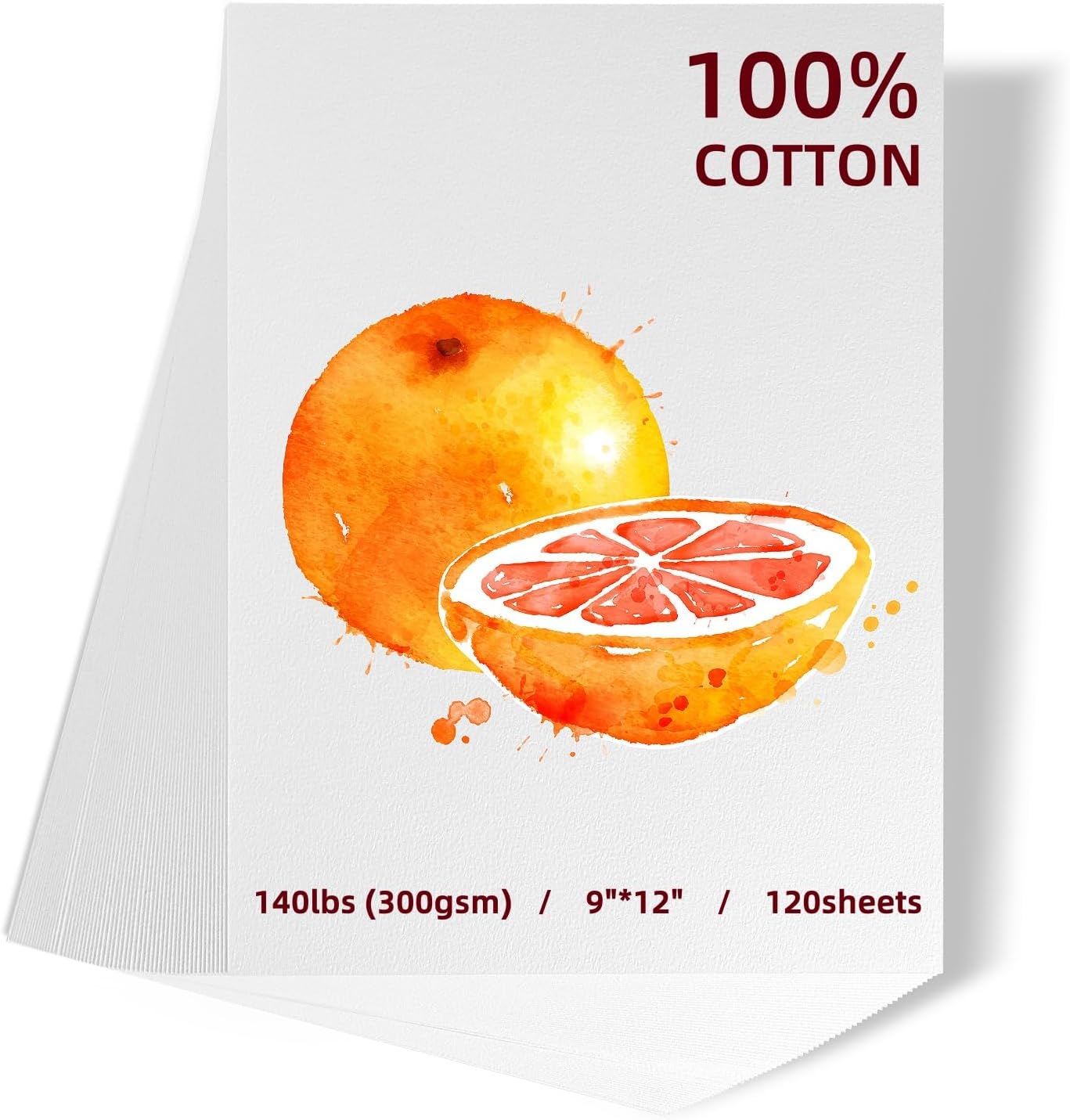 FEITAKE 9"X12" Watercolor Paper Bulk Pack 120Sheets 100% Cotton Paper /140lbs (300gsm) / Cold Press Artist Painting Drawing Mixed Media Paper Art Supplies for Professionals Students Kids