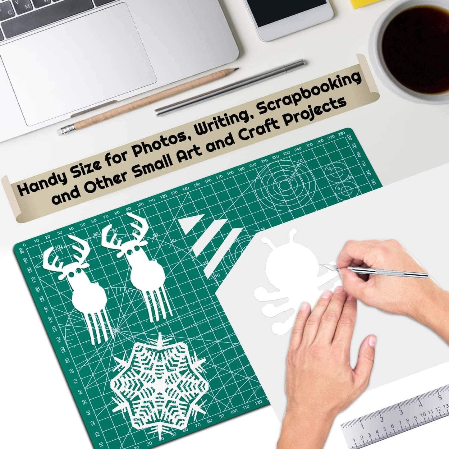 anezus Self Healing Sewing Mat, Rotary Cutting Mat Double Sided 5-Ply Craft Cutting Board for Sewing Crafts Hobby Fabric Precision Scrapbooking Project 9inch x 12inch(A4)